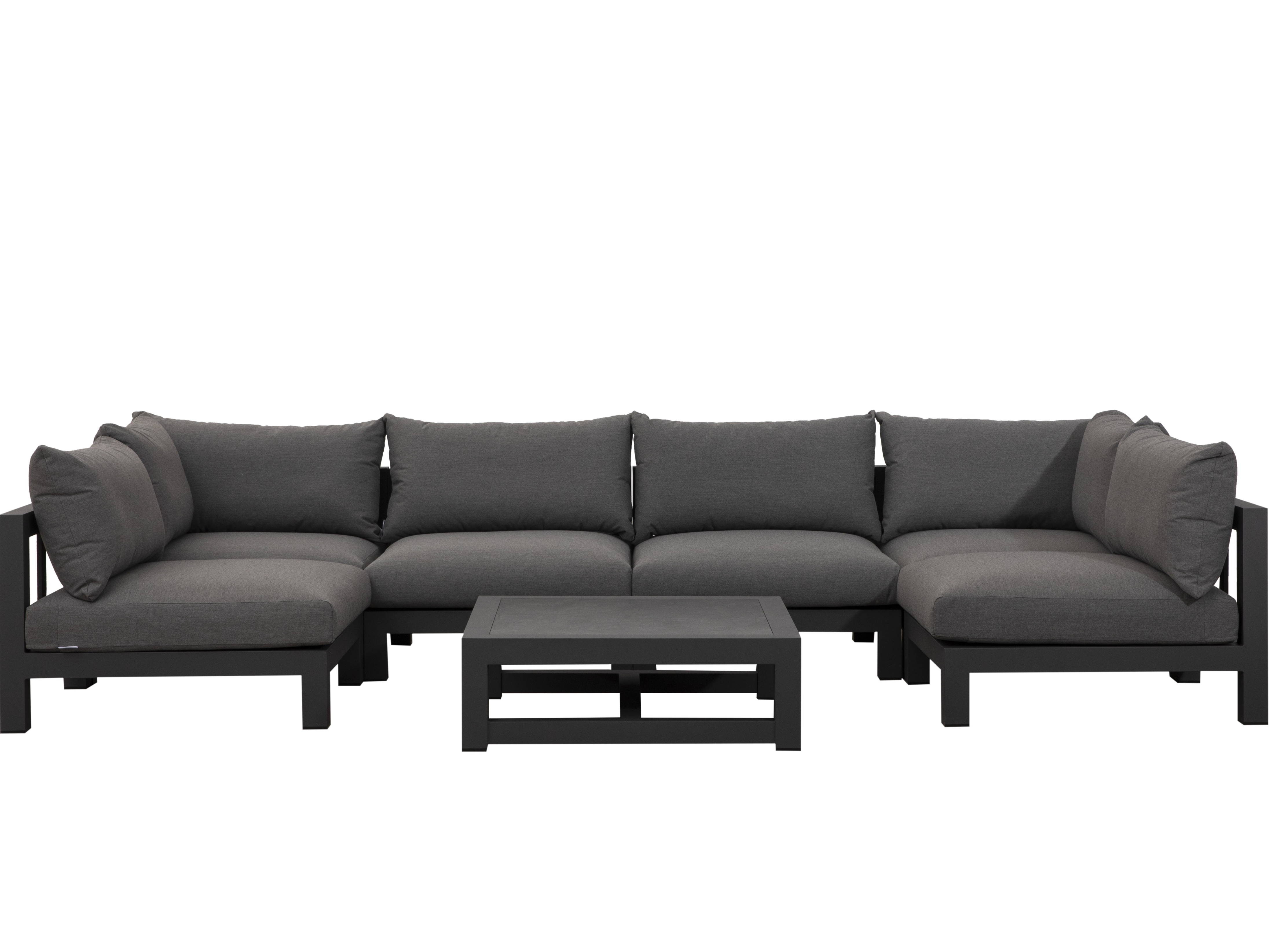 Byron Charcoal Outdoor Seven Ways Lounge System With Rectangular Coffee Table 9