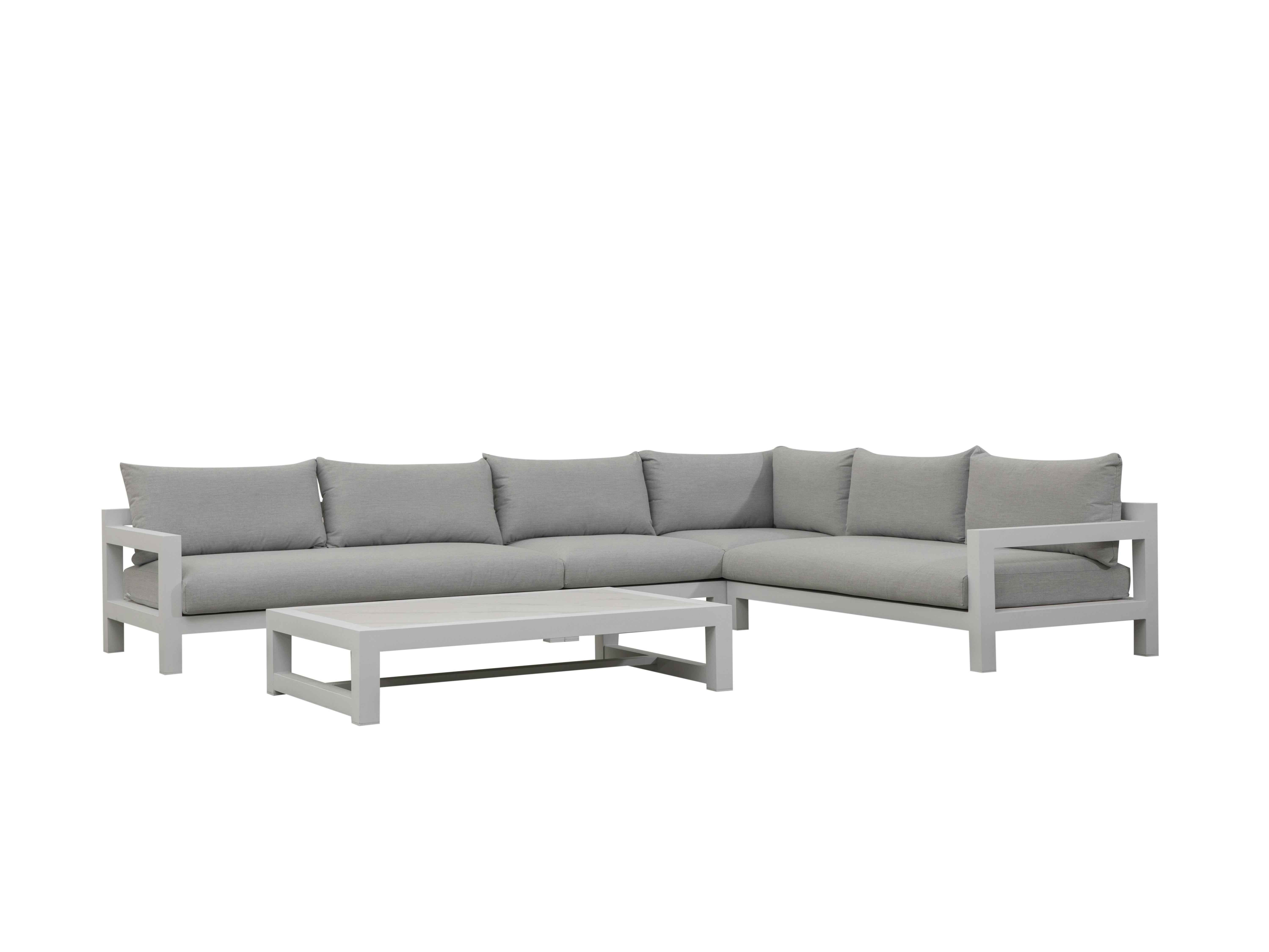 Byron White Outdoor L Shape Lounge With Rectangular Coffee Table