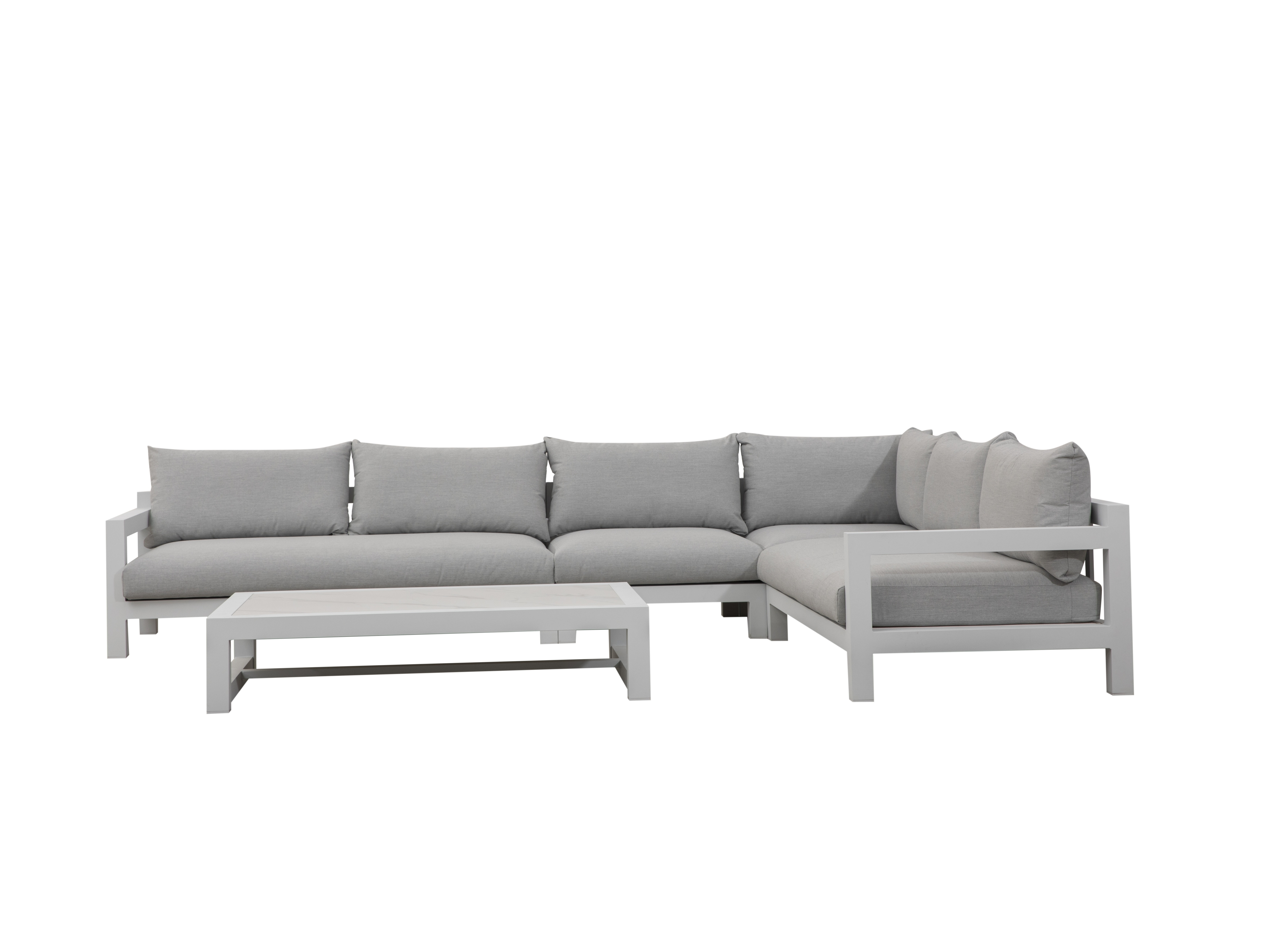 Byron White Outdoor L Shape Lounge With Rectangular Coffee Table 2