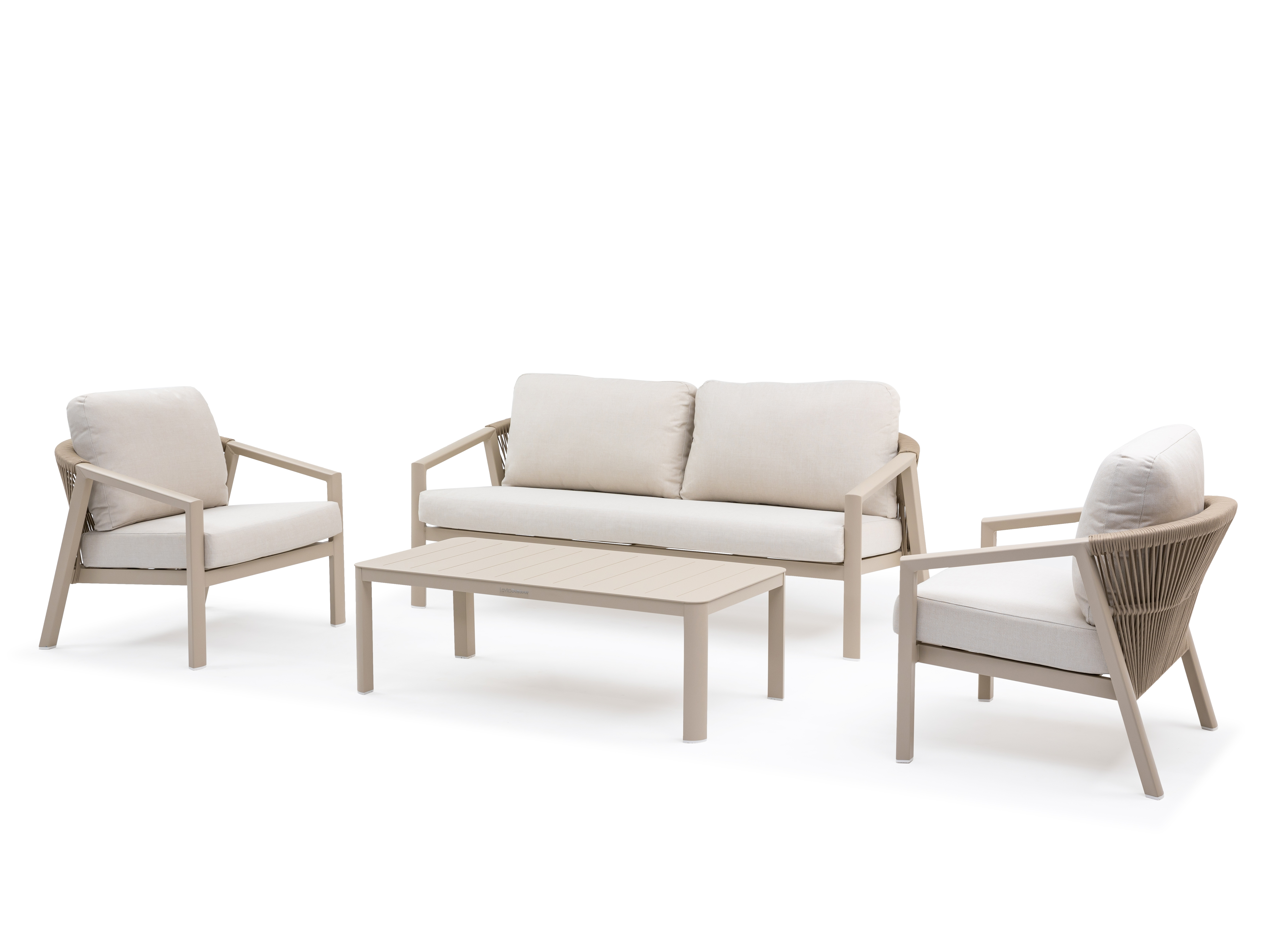 Kiama Mocha Outdoor Rope Lounge Set 2+1+1 With Coffee Table 2