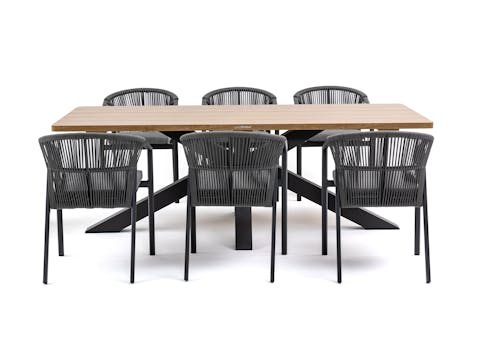 Fraser Anthracite 7-piece Outdoor Dining Set With Kiama Anthracite Chairs