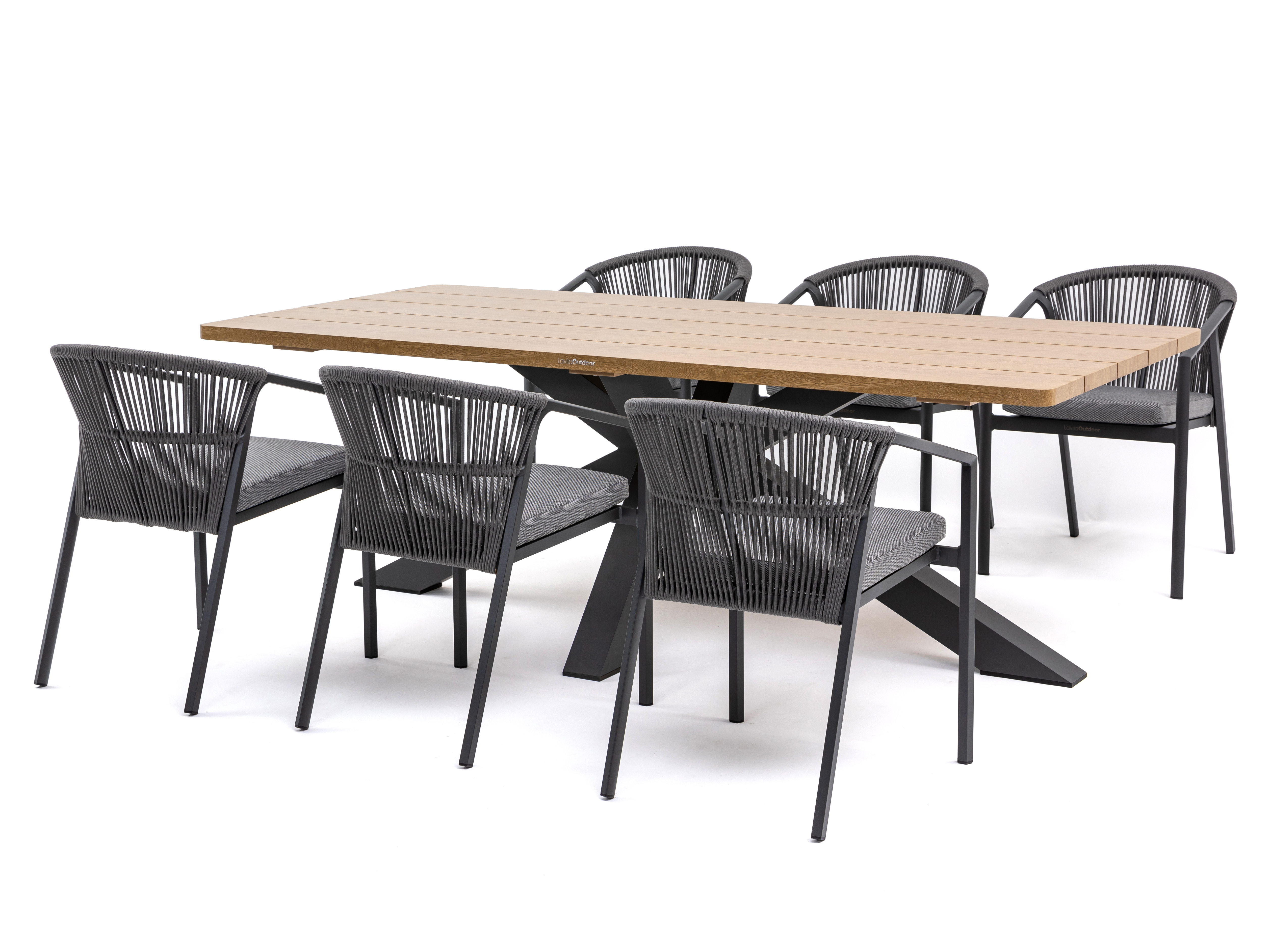 Fraser Anthracite 7-piece Outdoor Dining Set With Kiama Anthracite Chairs 2