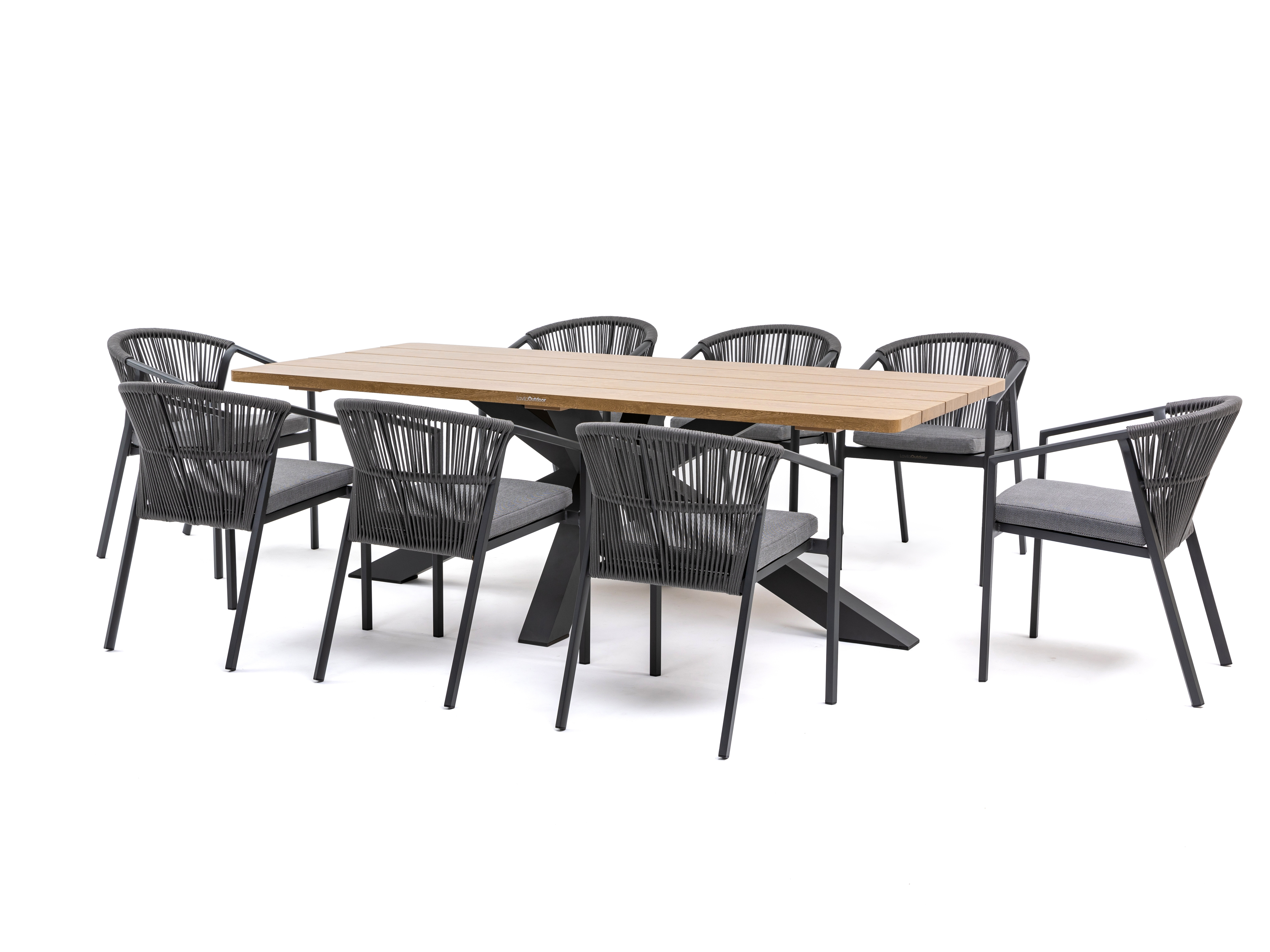 Fraser Anthracite 9-piece Outdoor Dining Set With Kiama Anthracite Chairs 3