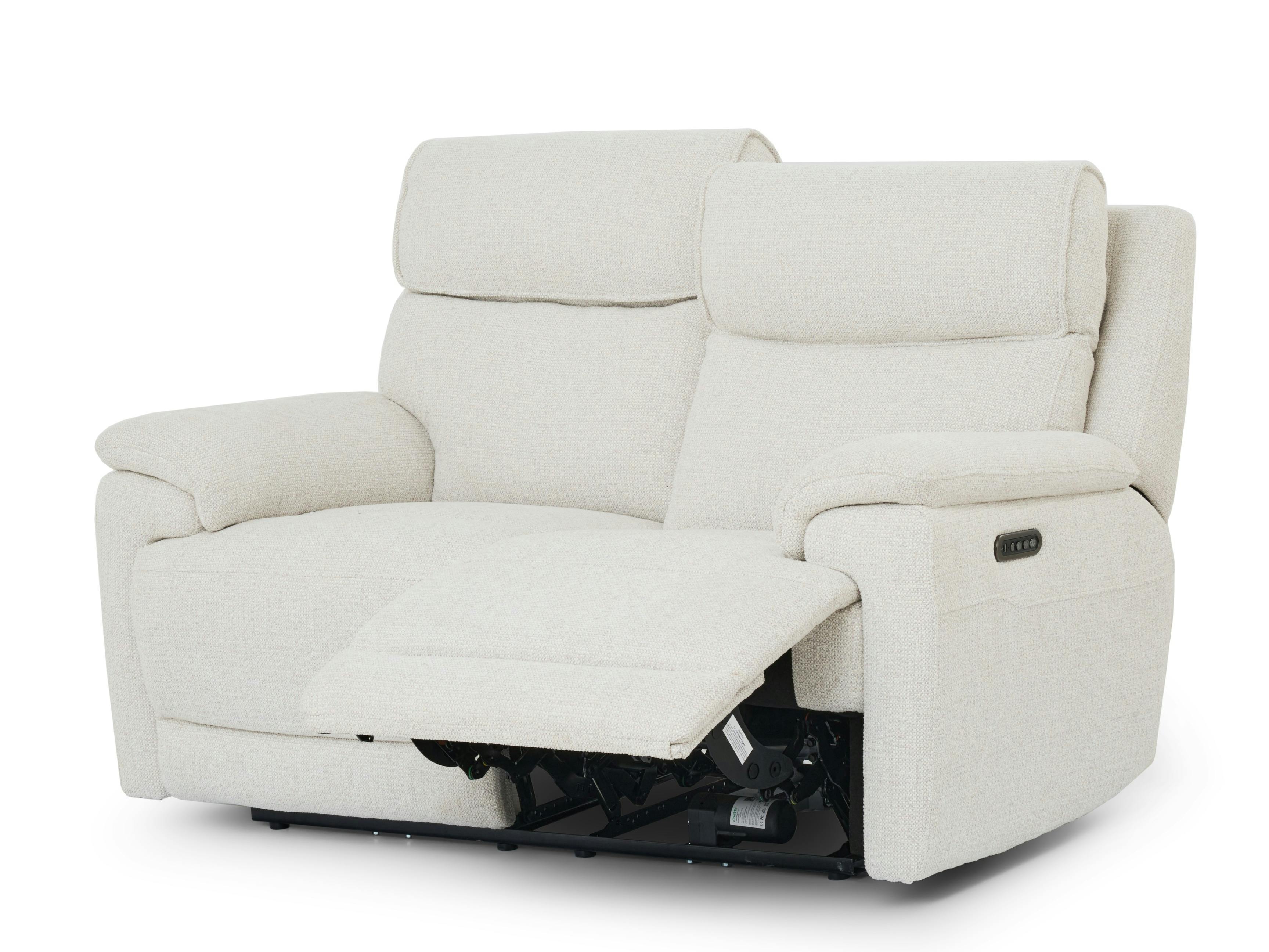 Abbotsford Fabric Two Seater Sofa Power Recliner, Power Headrest