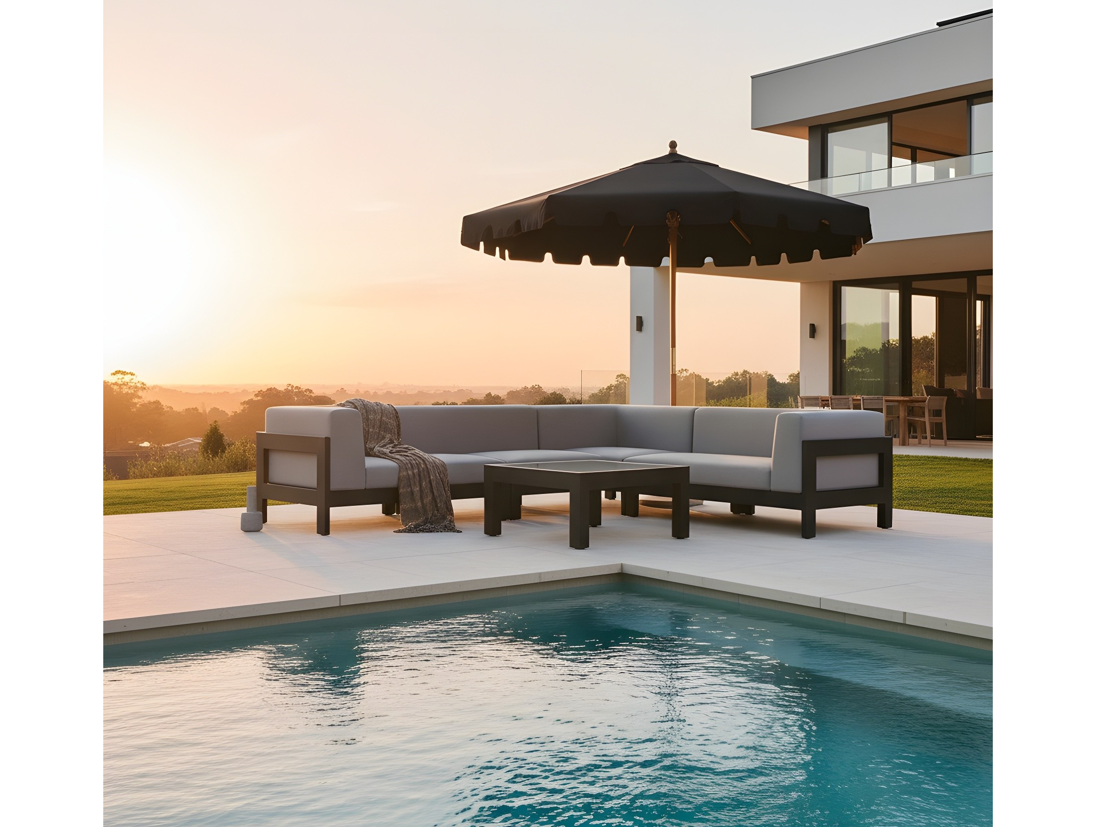 Shelta Nero Black Outdoor Centrepost Umbrella 3