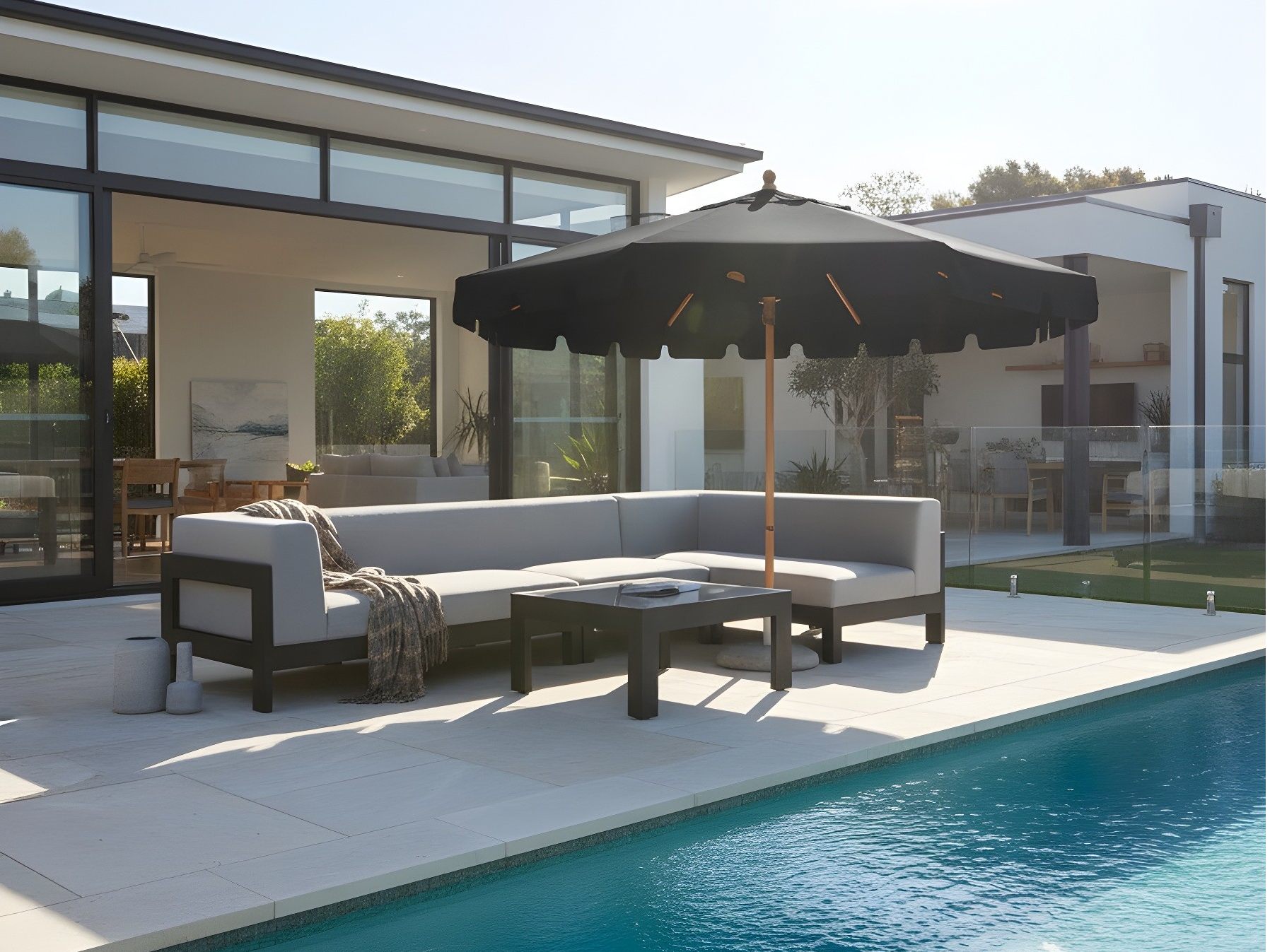 Shelta Nero Black Outdoor Centrepost Umbrella 2