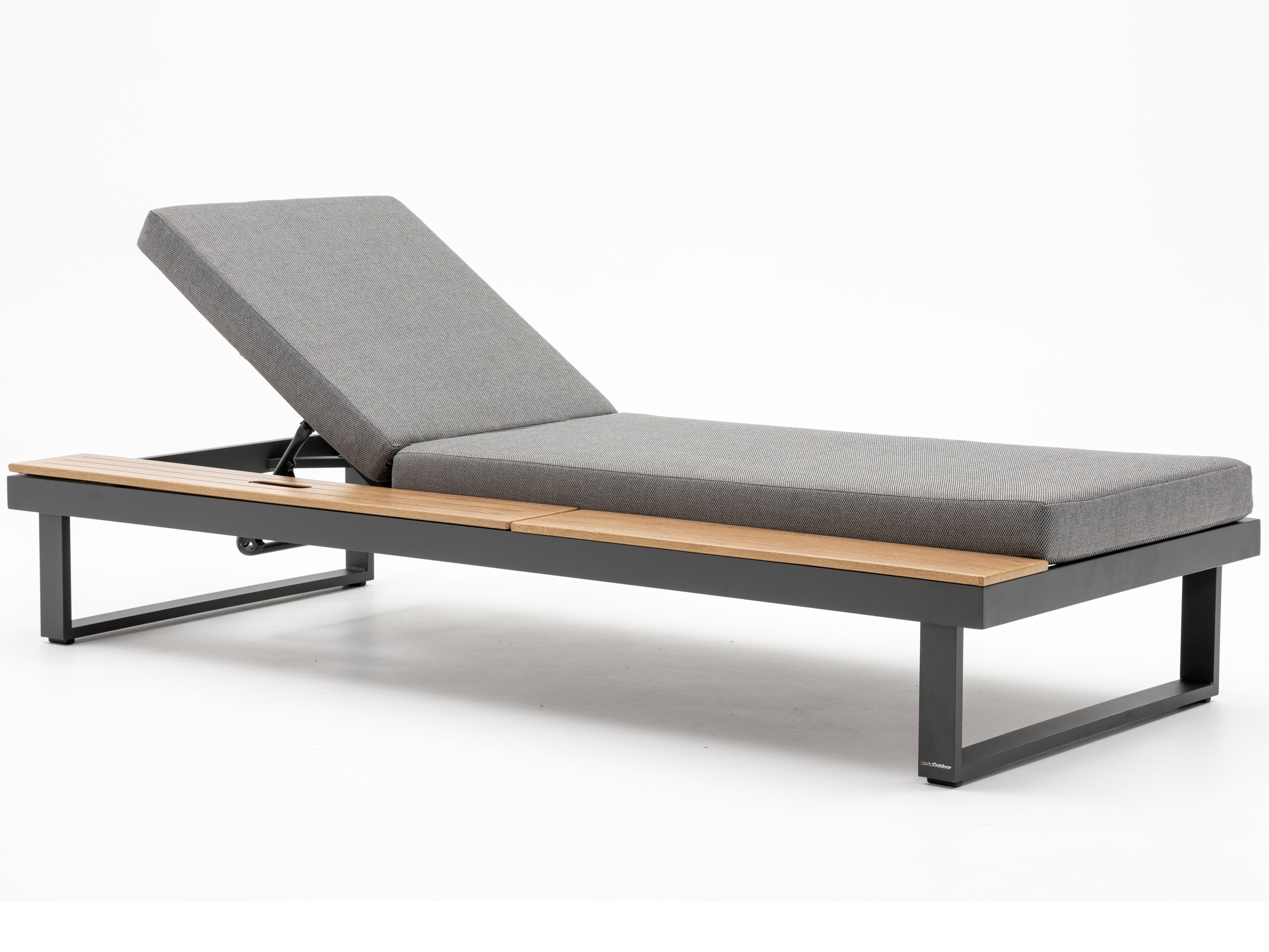 Avoca Anthracite Outdoor Sunlounge With Adjustable Side Table 2