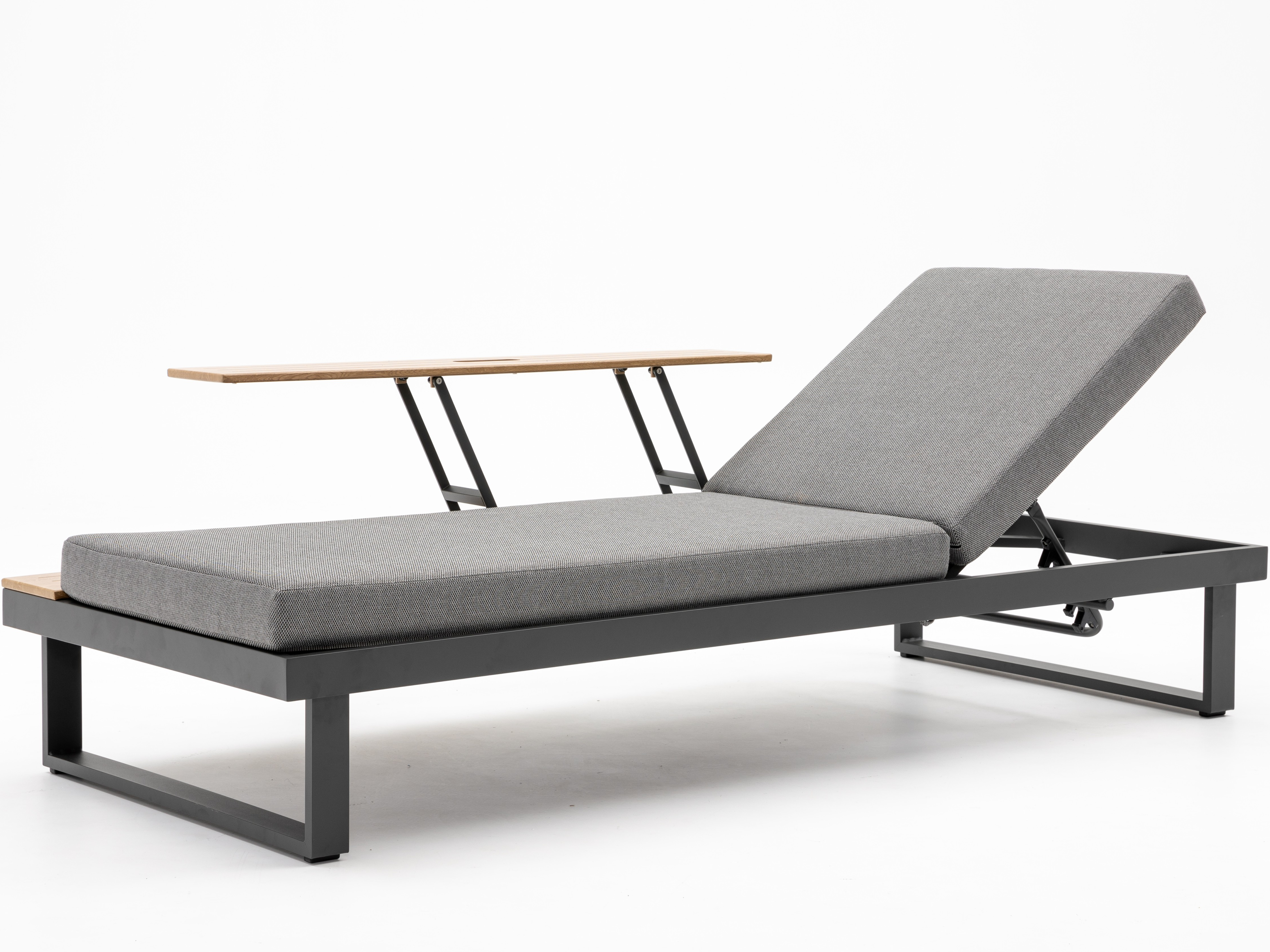 Avoca Anthracite Outdoor Sunlounge With Adjustable Side Table 5