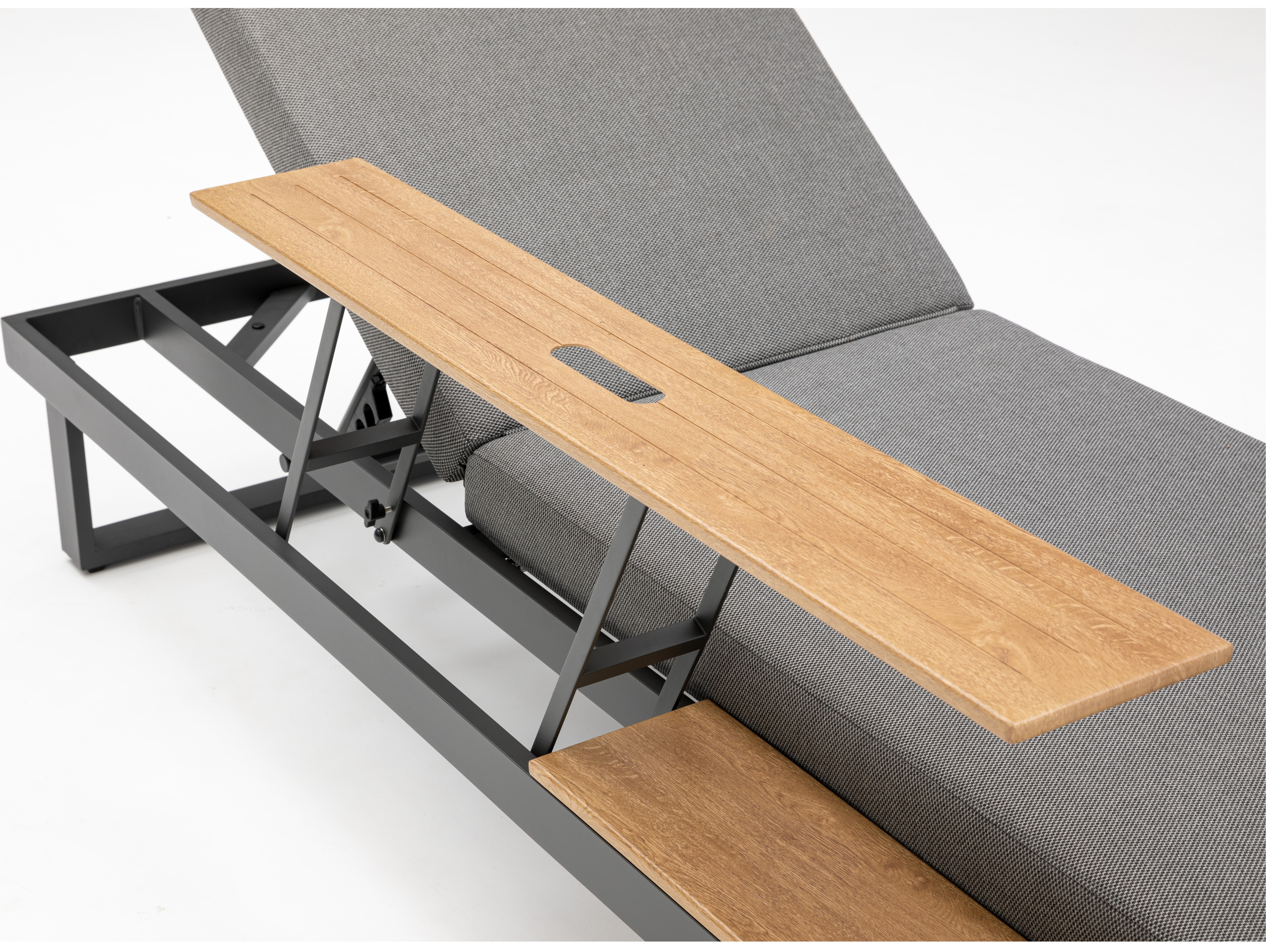 Avoca Anthracite Outdoor Sunlounge With Adjustable Side Table 6