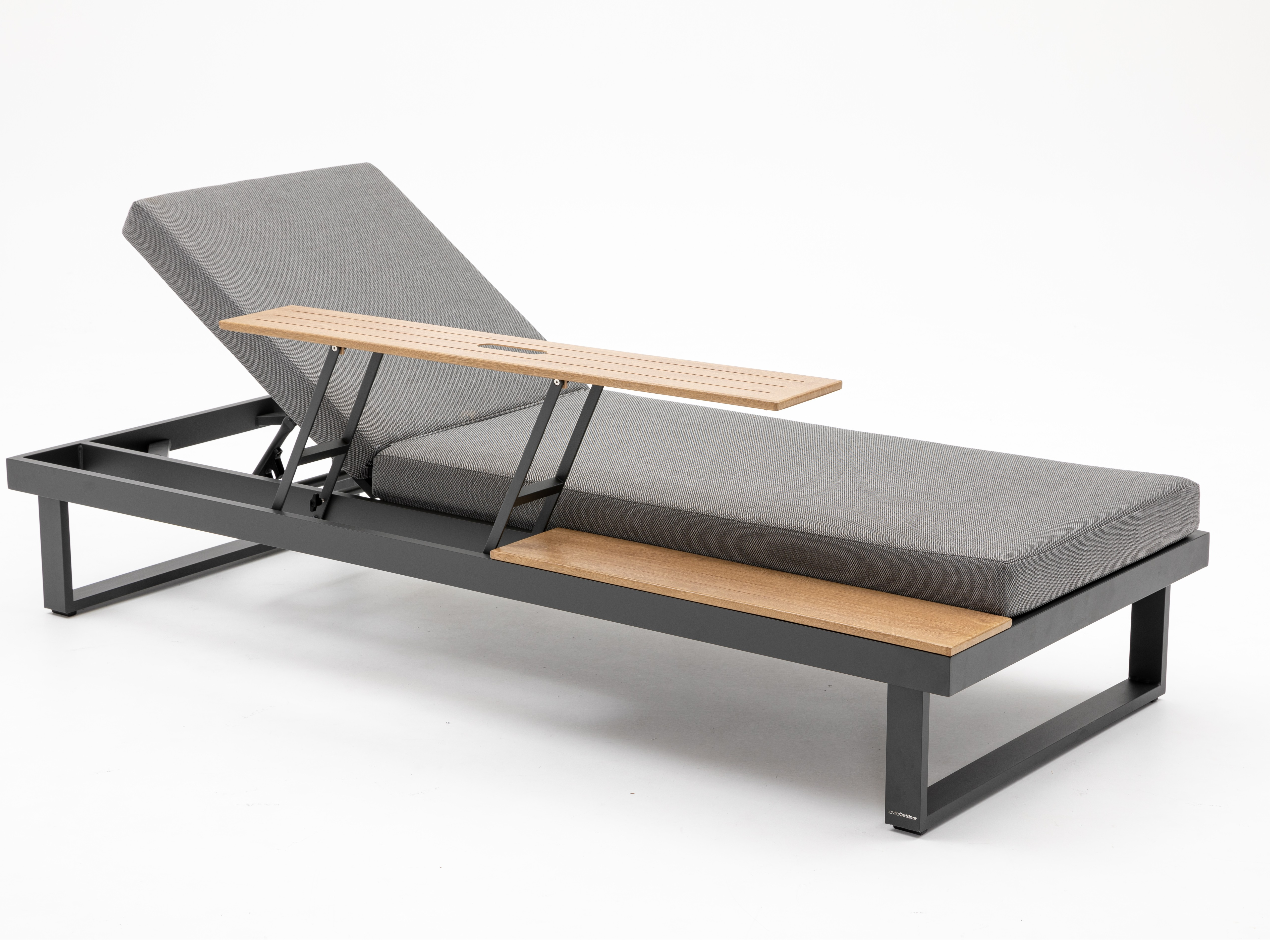 Avoca Anthracite Outdoor Sunlounge With Adjustable Side Table 3