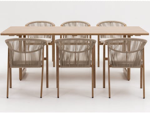 Balmain Oak 7-piece Outdoor Dining Set with Kiama Oak Chairs