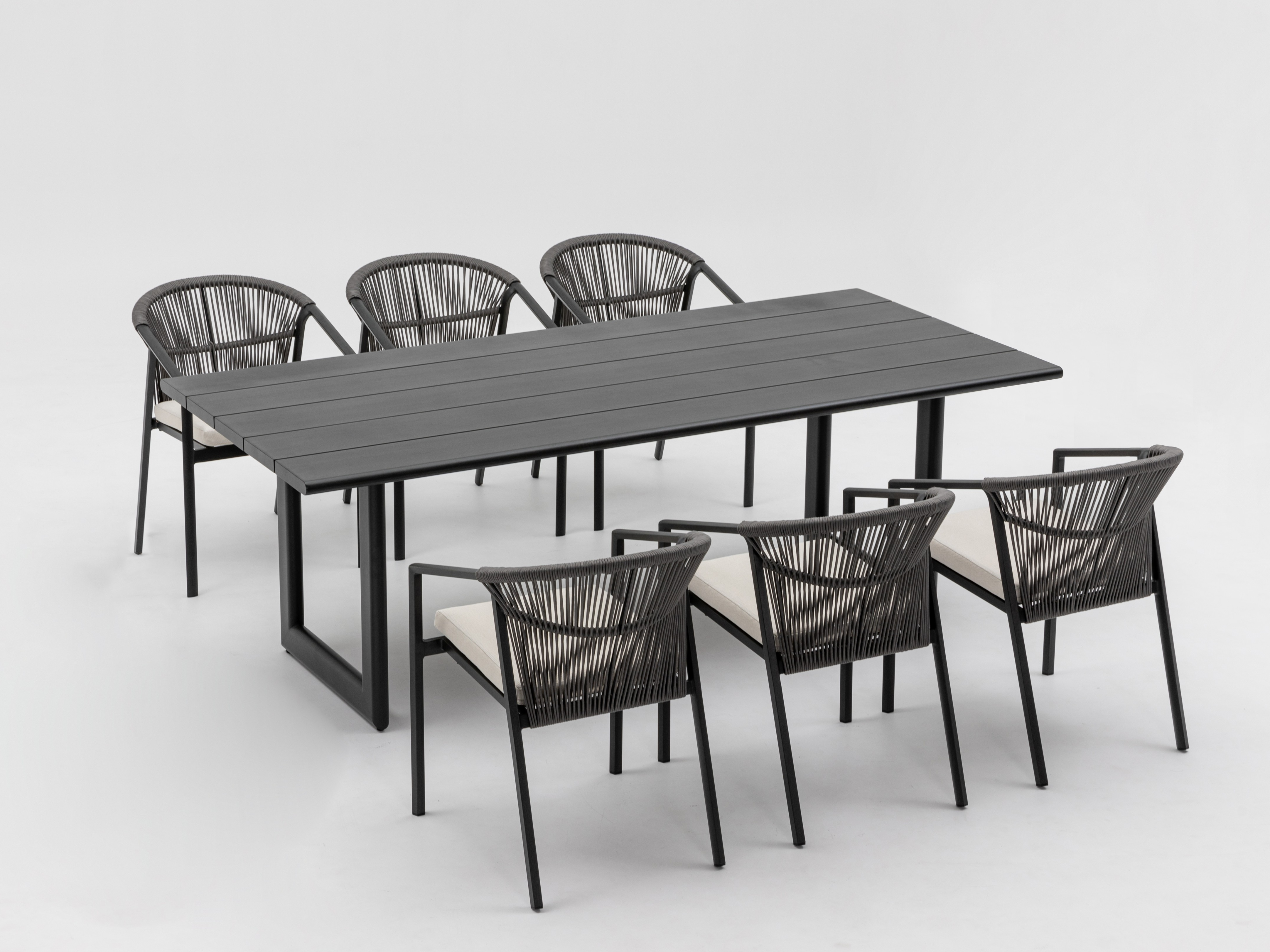Balmain Ebony 7 - Piece Outdoor Dining Set With Kiama Ebony Chairs