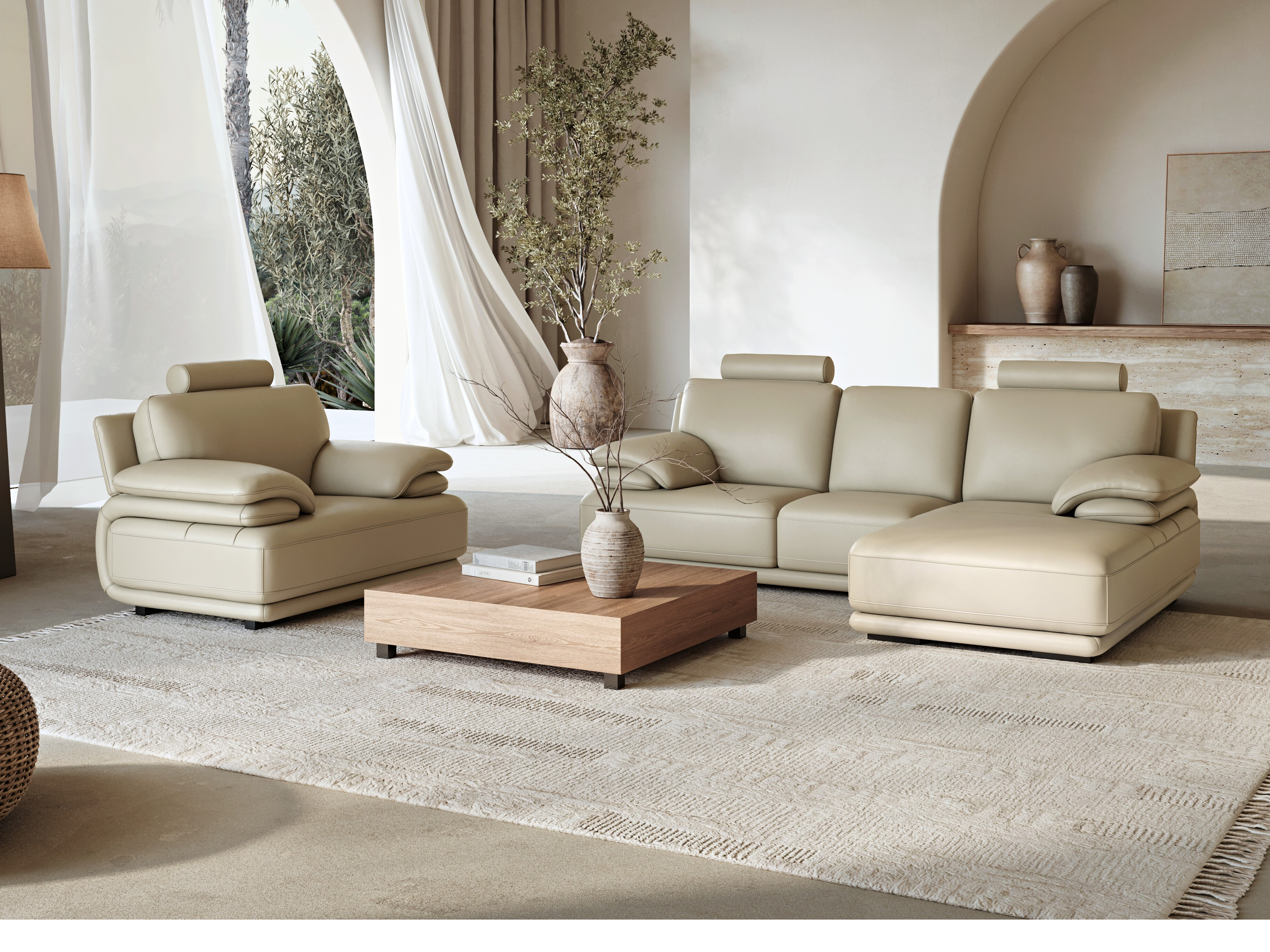 Juliet Leather Chaise Lounge Option A