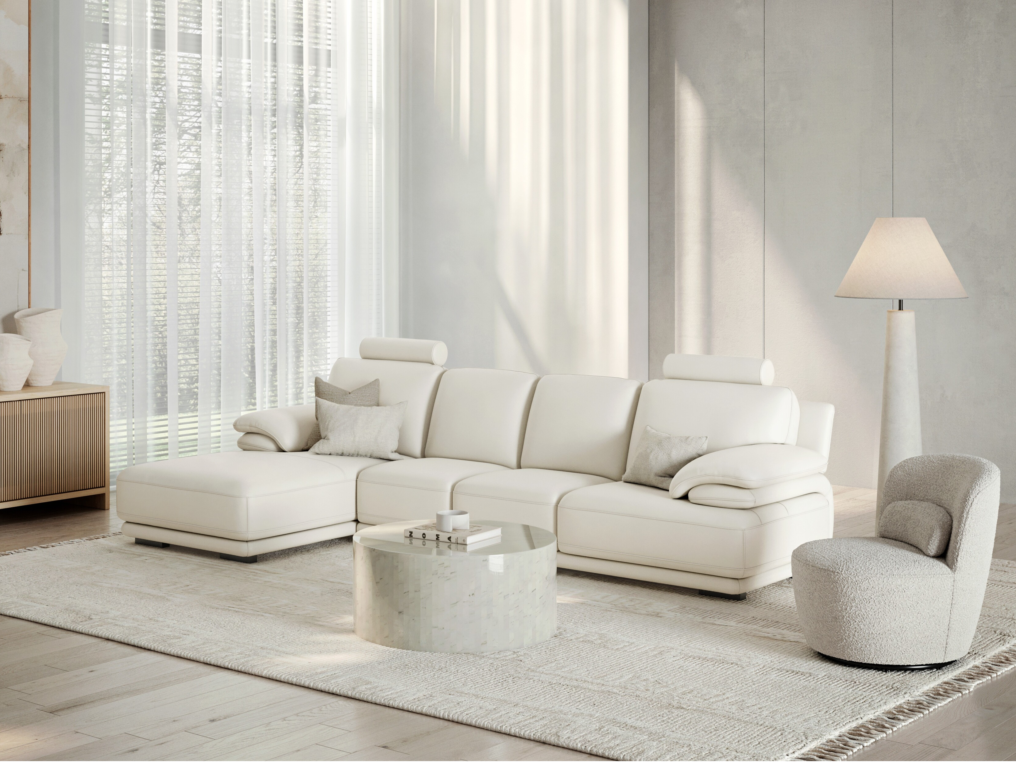 Juliet Leather Chaise Lounge Option B