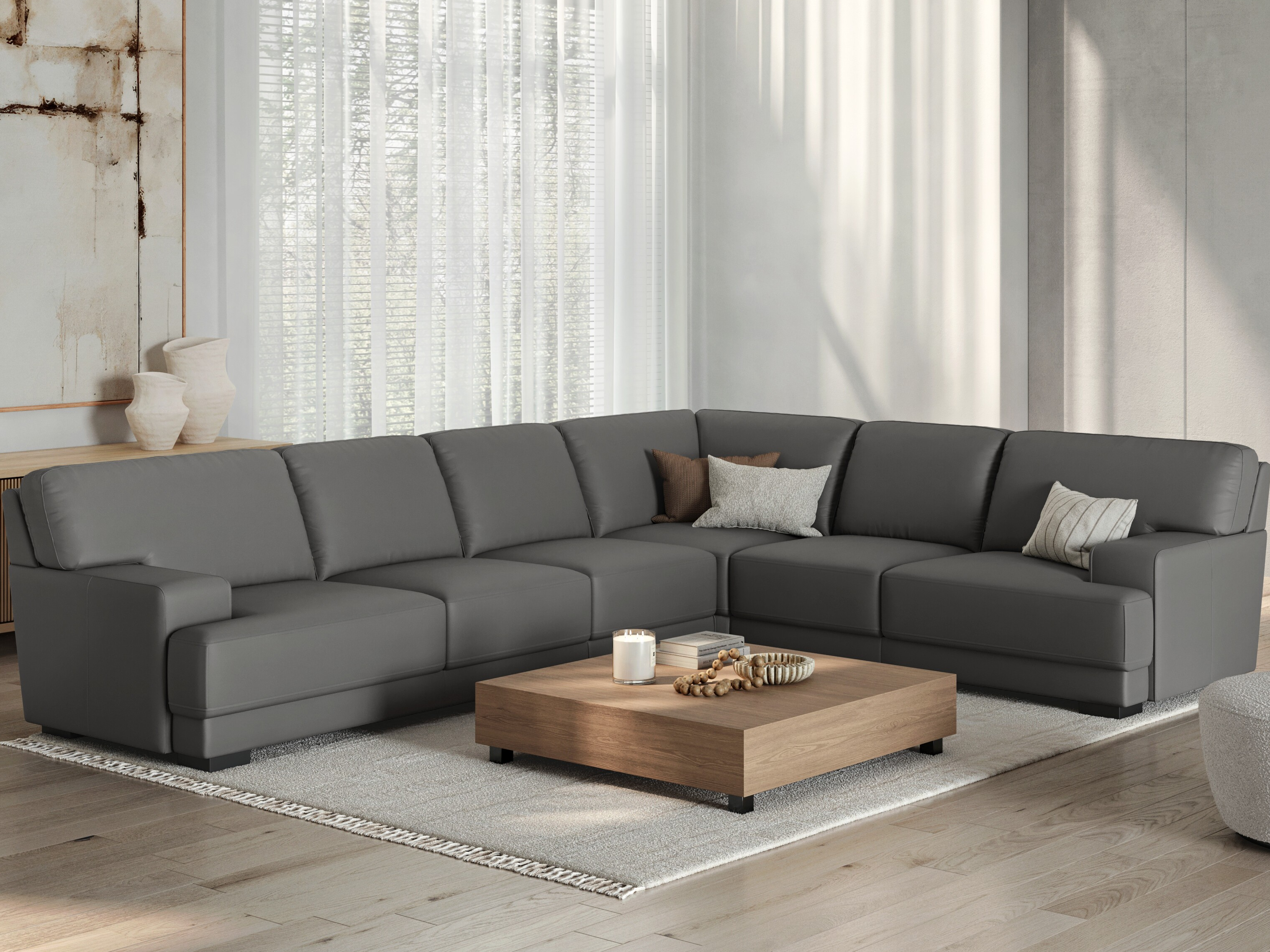 Volante Leather Corner Lounge Option B