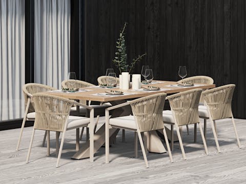 Fraser Mocha 9-piece Outdoor Dining Set With Kiama Mocha Chairs