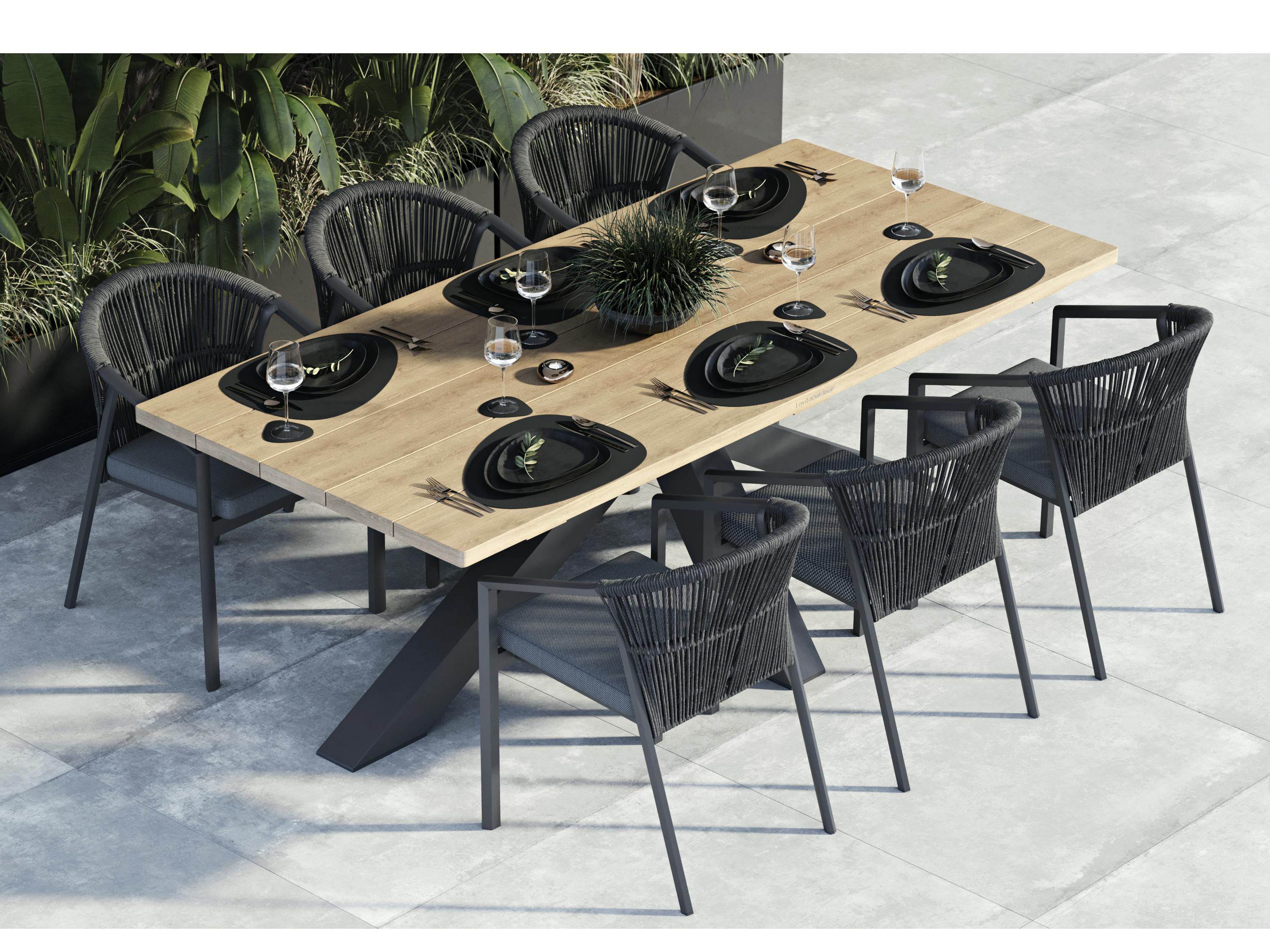 Fraser Anthracite 7-piece Outdoor Dining Set With Kiama Anthracite Chairs