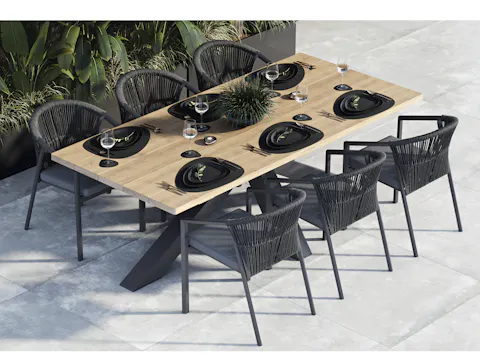 Fraser Anthracite 7-piece Outdoor Dining Set With Kiama Anthracite Chairs