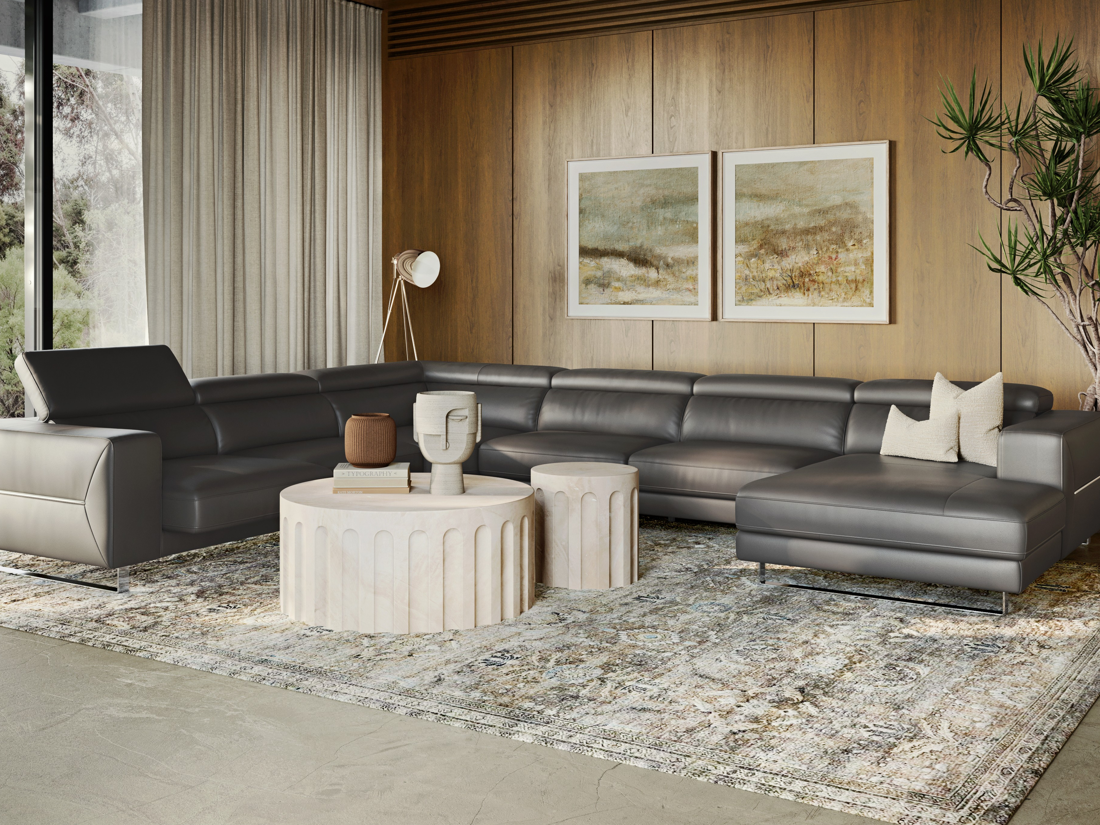 Elixir Leather Sliding Modular Lounge Option A