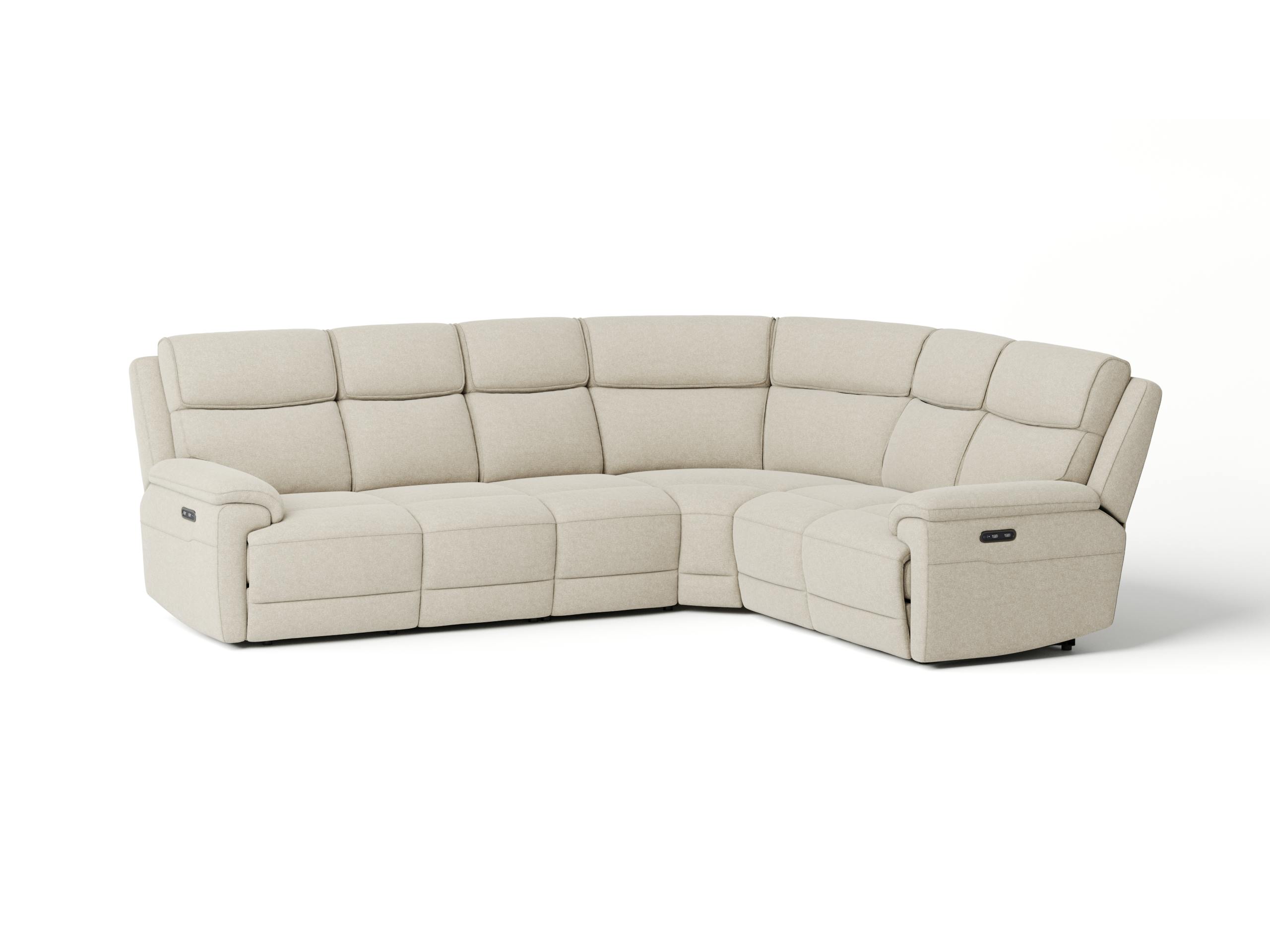 Abbotsford Fabric Corner Lounge Option B with Power Recliner, Power Headrest