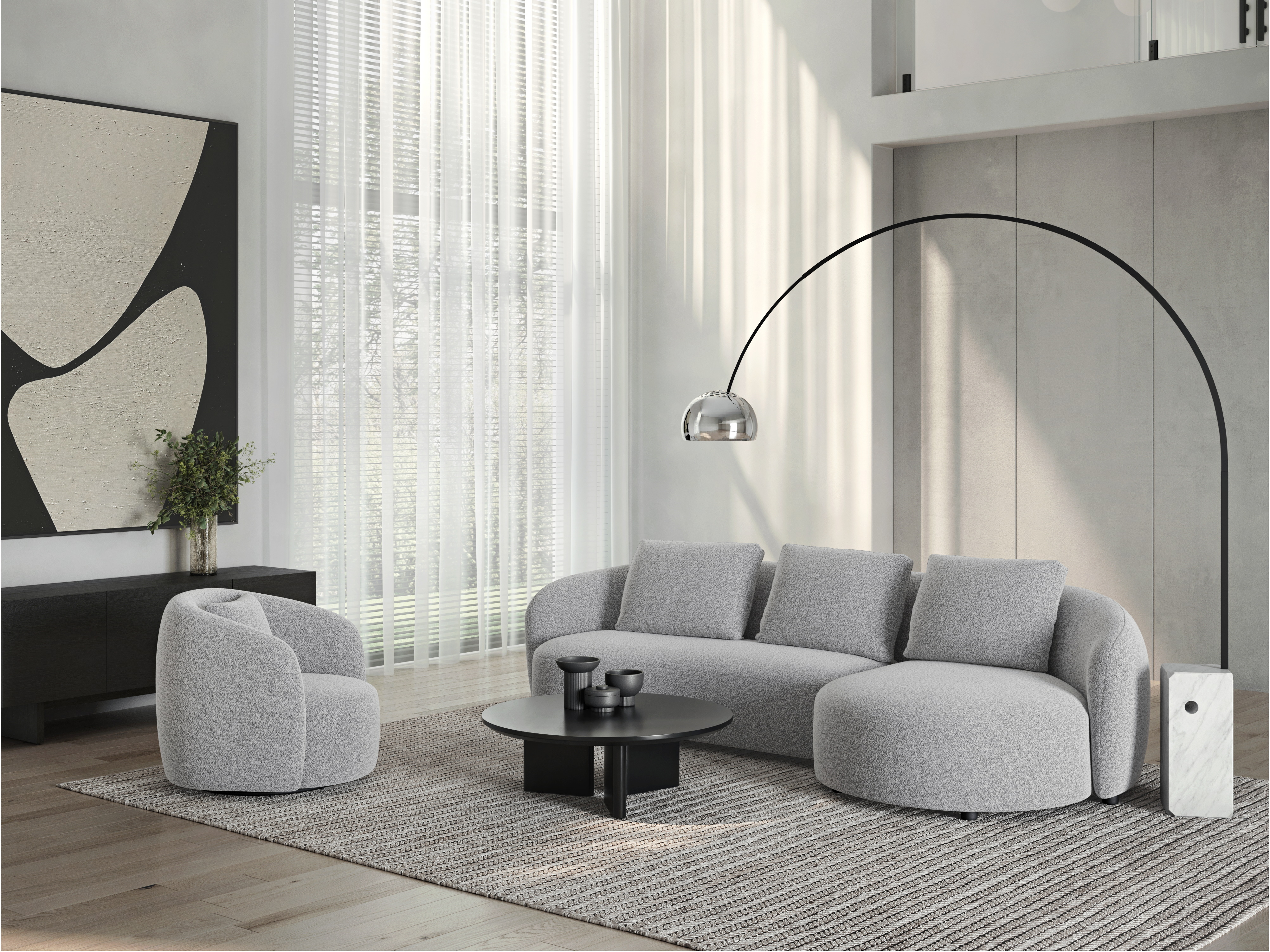 Arc Fabric Chaise Lounge Dove 7