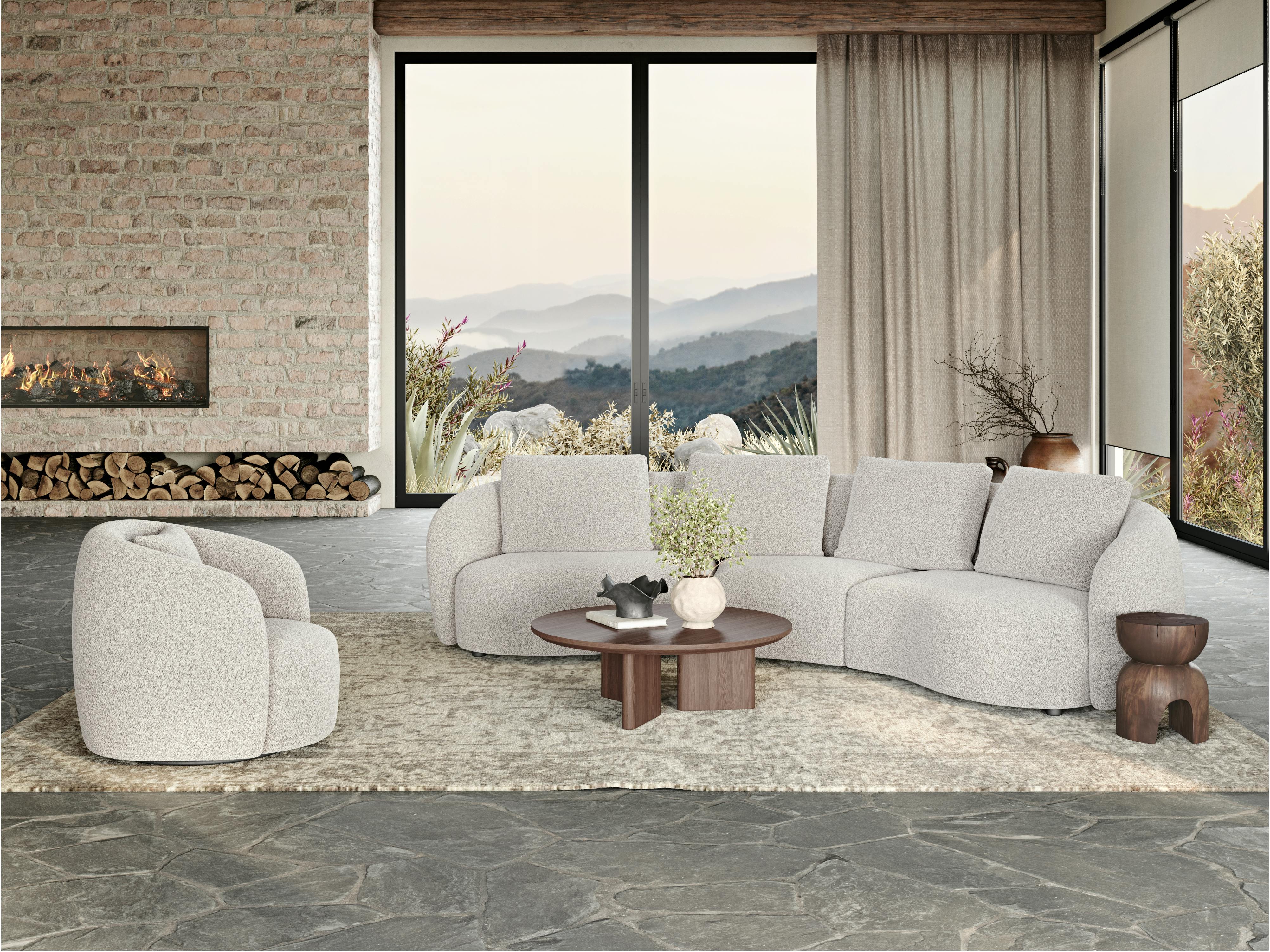 Arc Fabric Corner Lounge Moonbeam