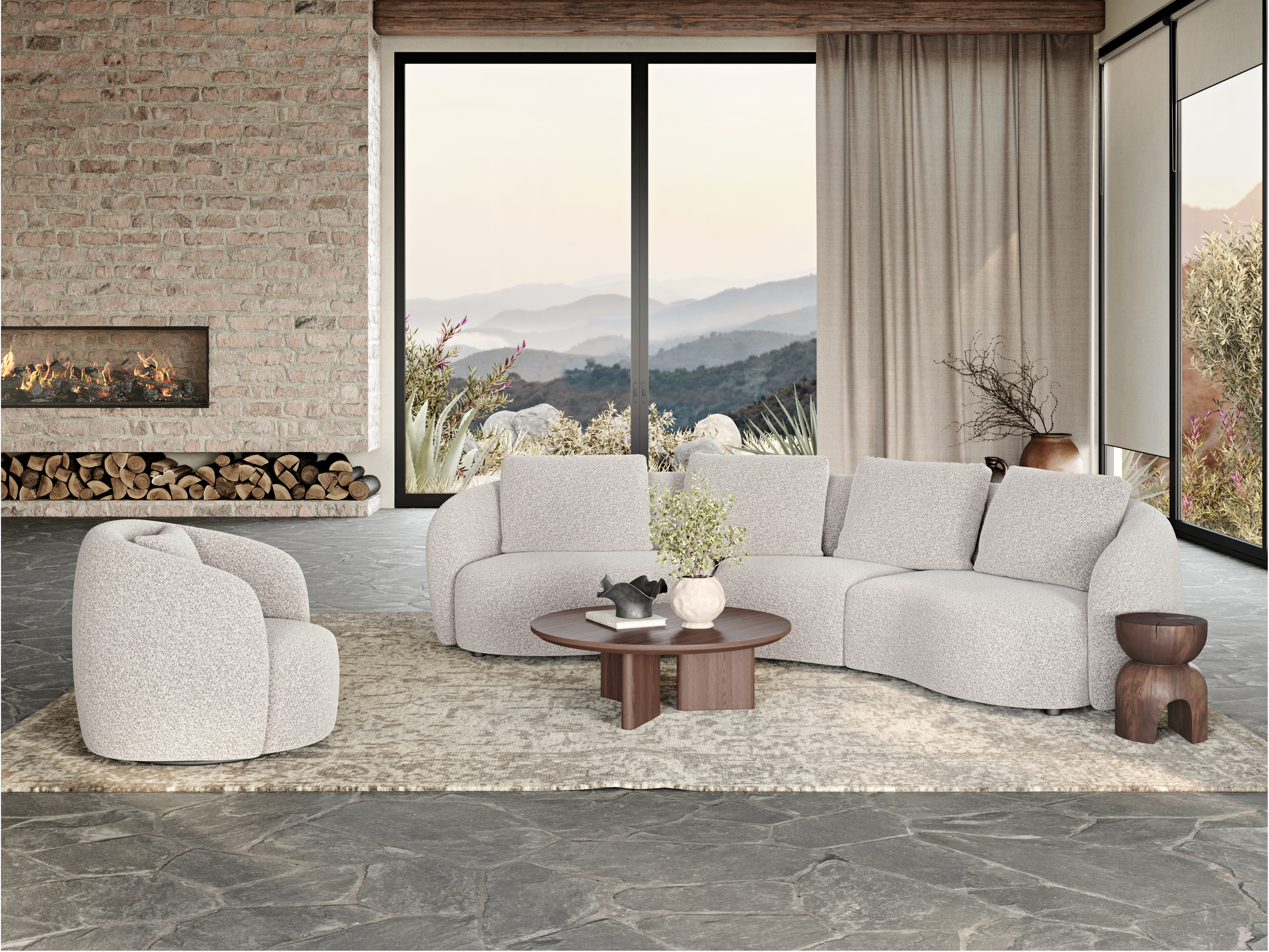 Arc Fabric Swivel Chair Moonbeam 10