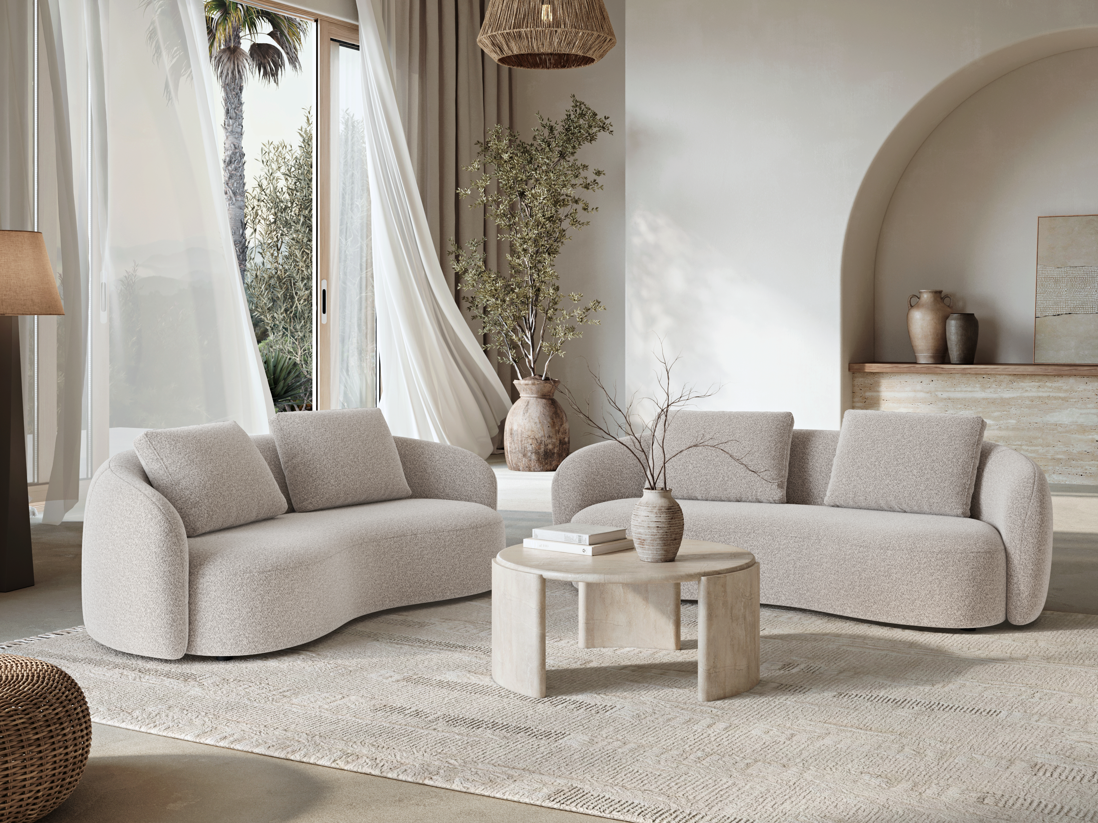 Arc Fabric Three Seater Sofa Moonbeam 7
