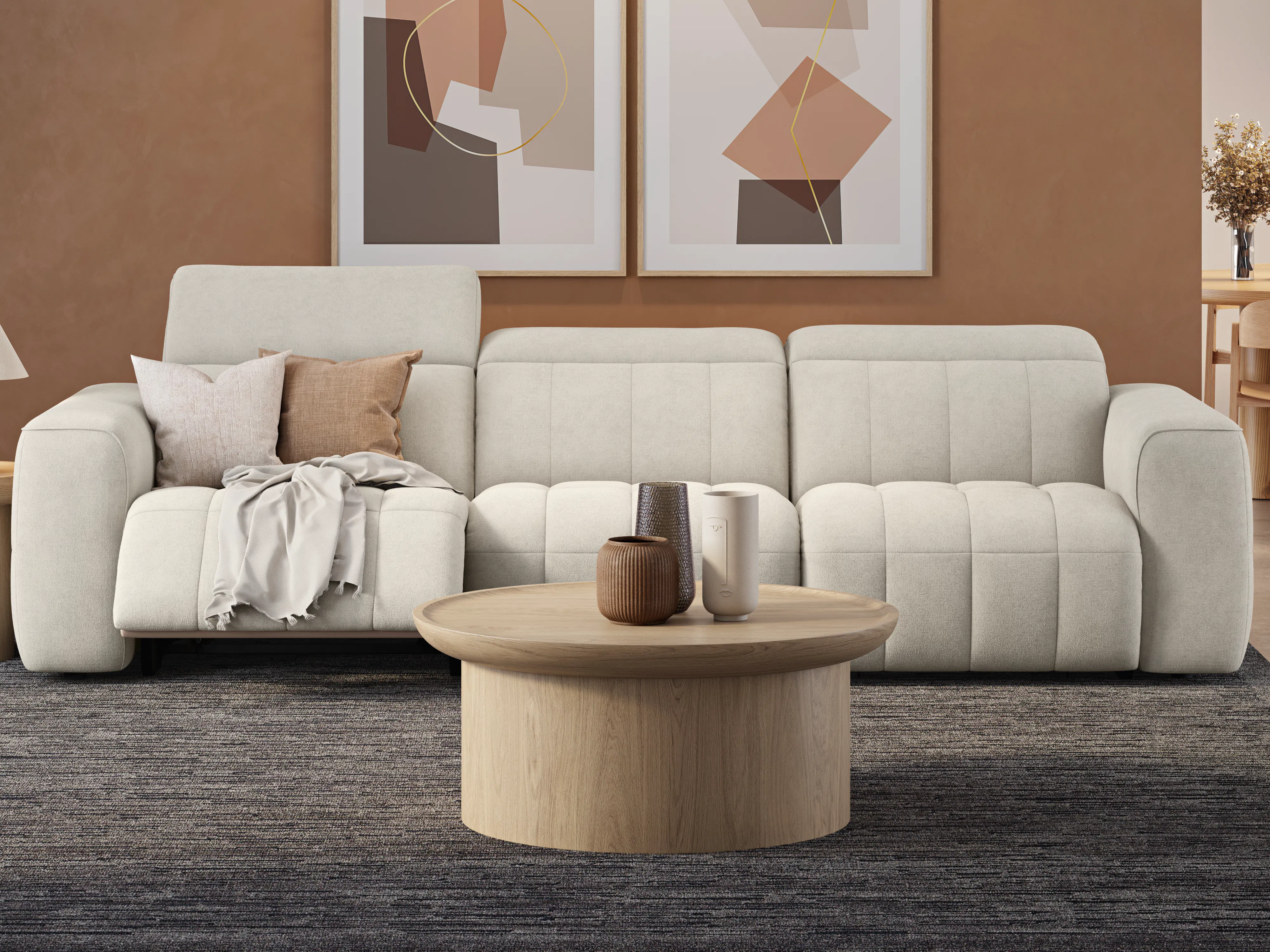 Avalon Fabric Recliner Three Seat Sofa