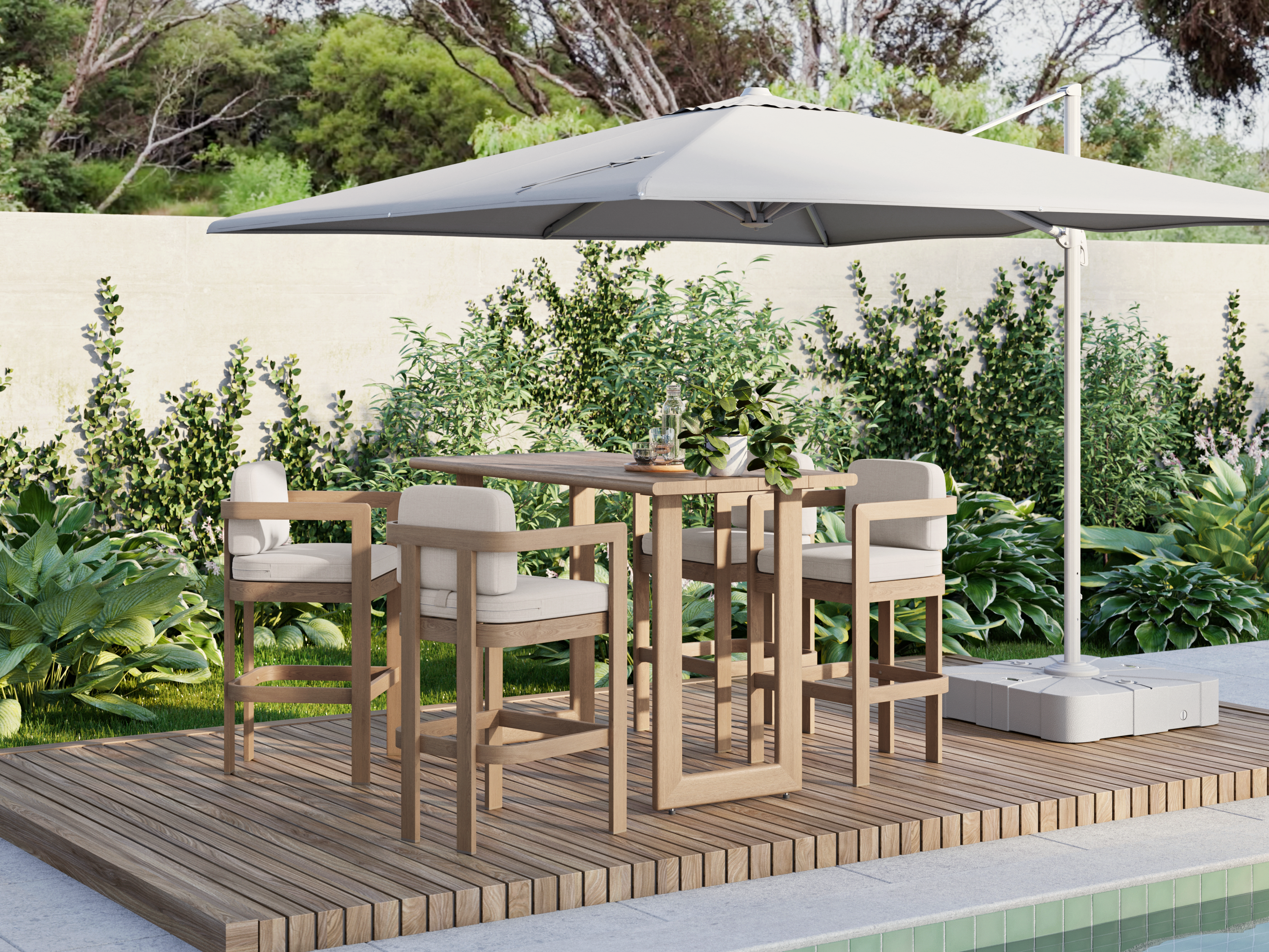 Balmain Oak 5 - Piece Outdoor Bar Set 2