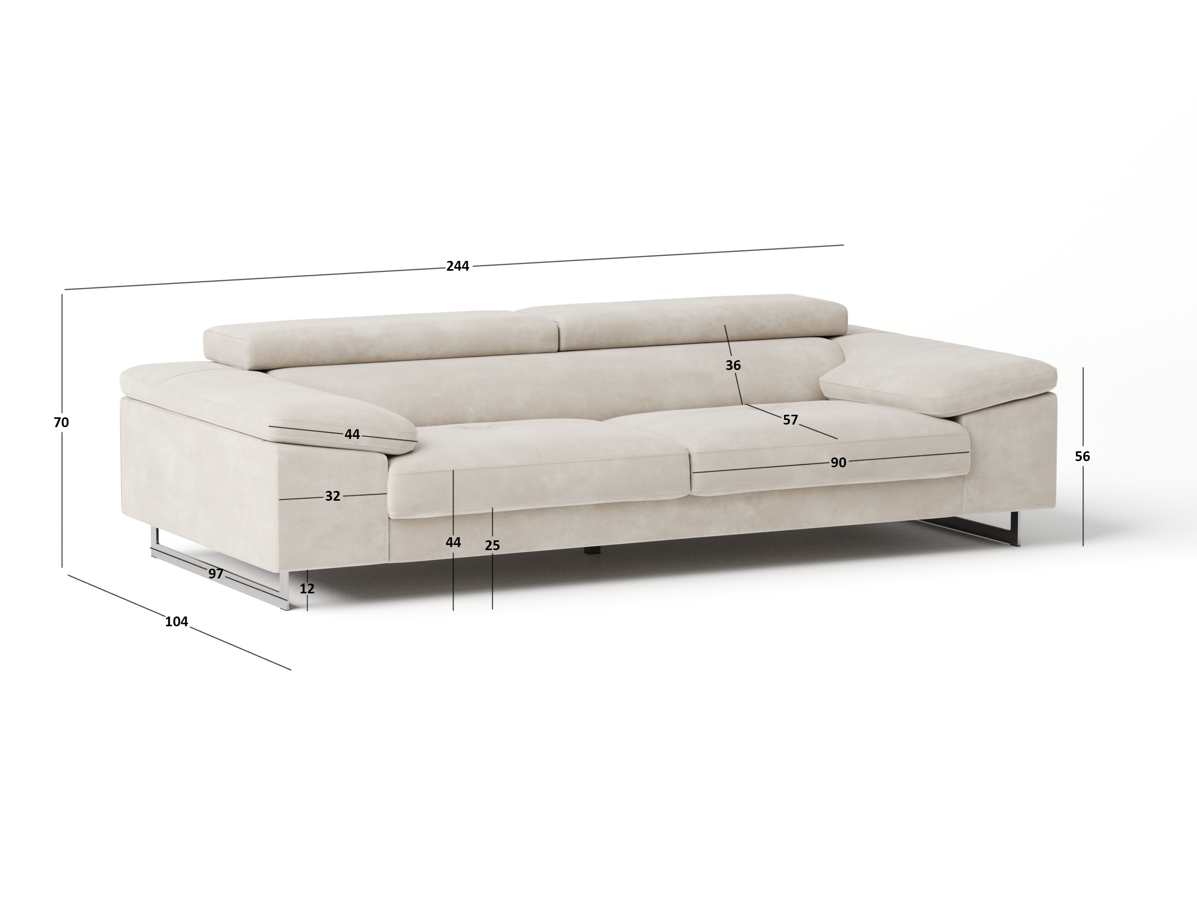 Boston Fabric Three Seat Sofa 5