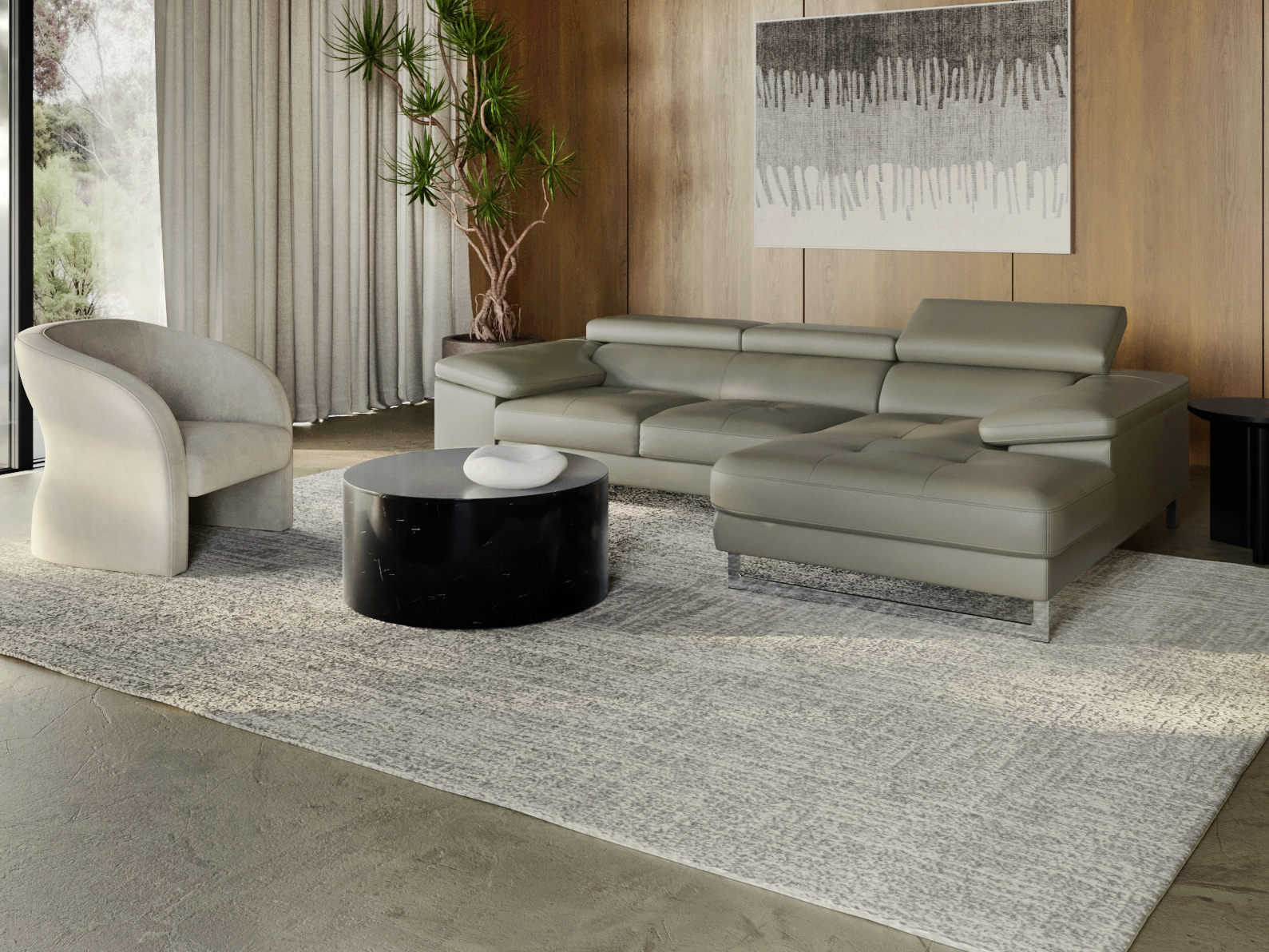 Boston Leather Chaise Lounge Option A