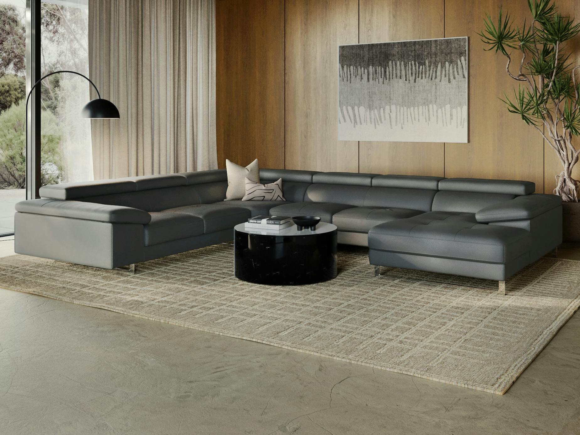 Boston Leather Modular Lounge Option A