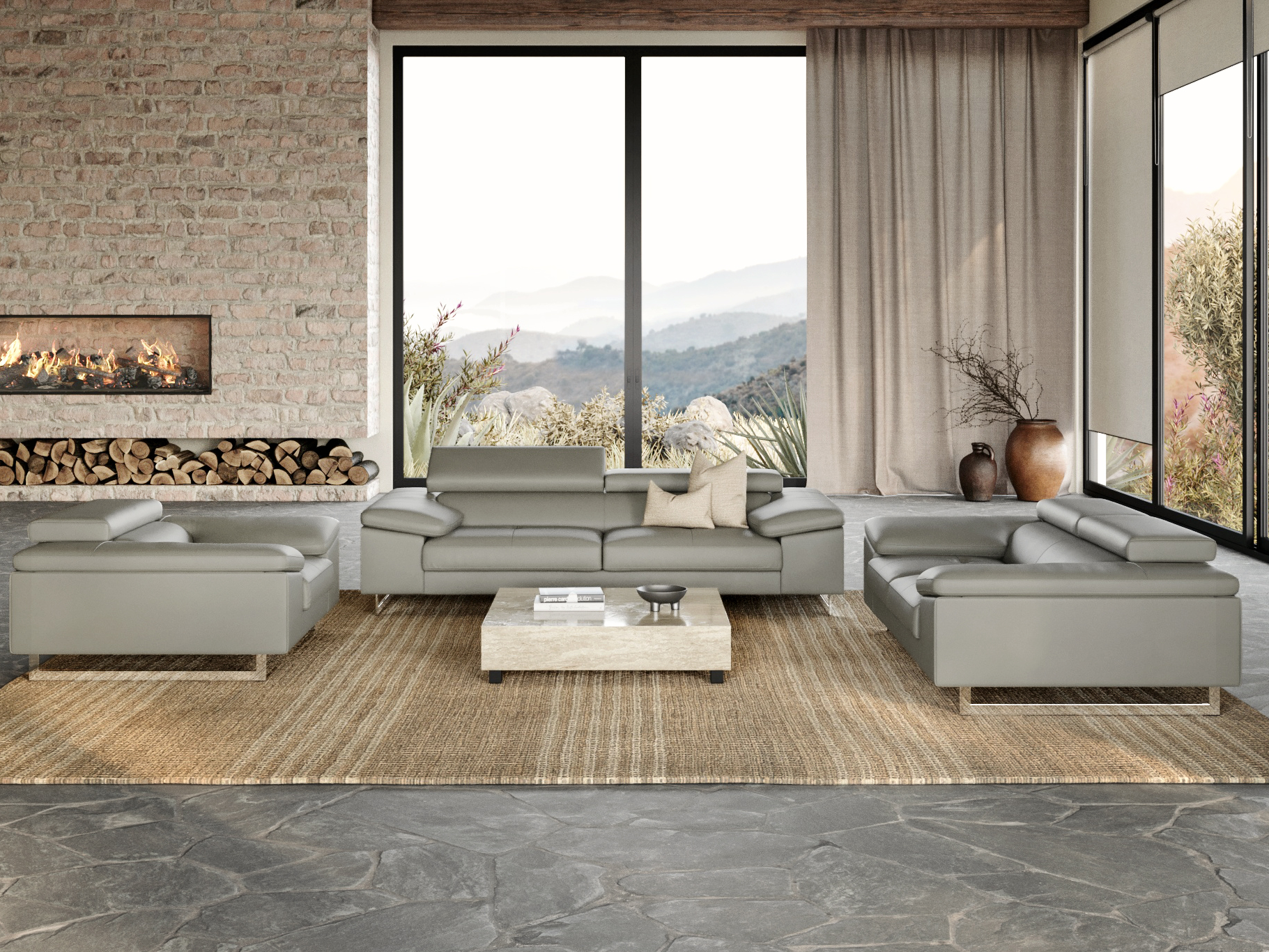 Boston Leather Sofa Suite 3 + 2 + 1 9