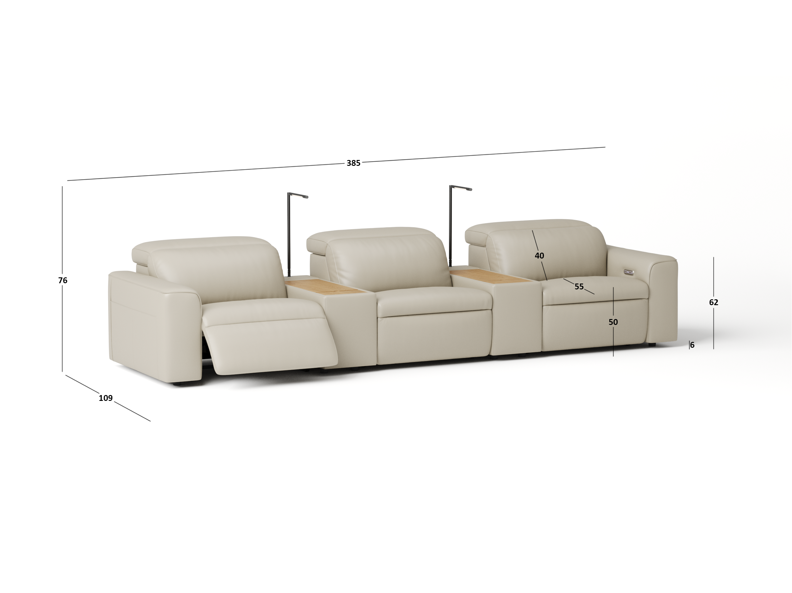 Broadway Leather 3 Seat Home Theatre Recliner Lounge 11