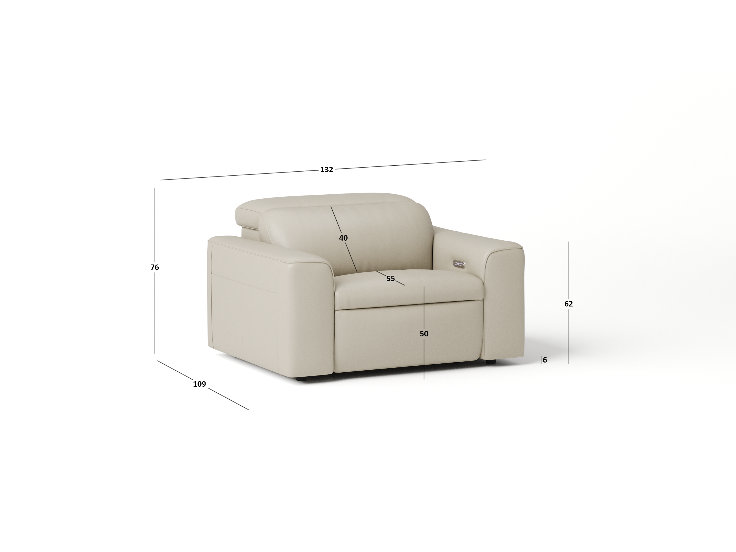 Broadway Leather Recliner 1.5 Seat Sofa 2