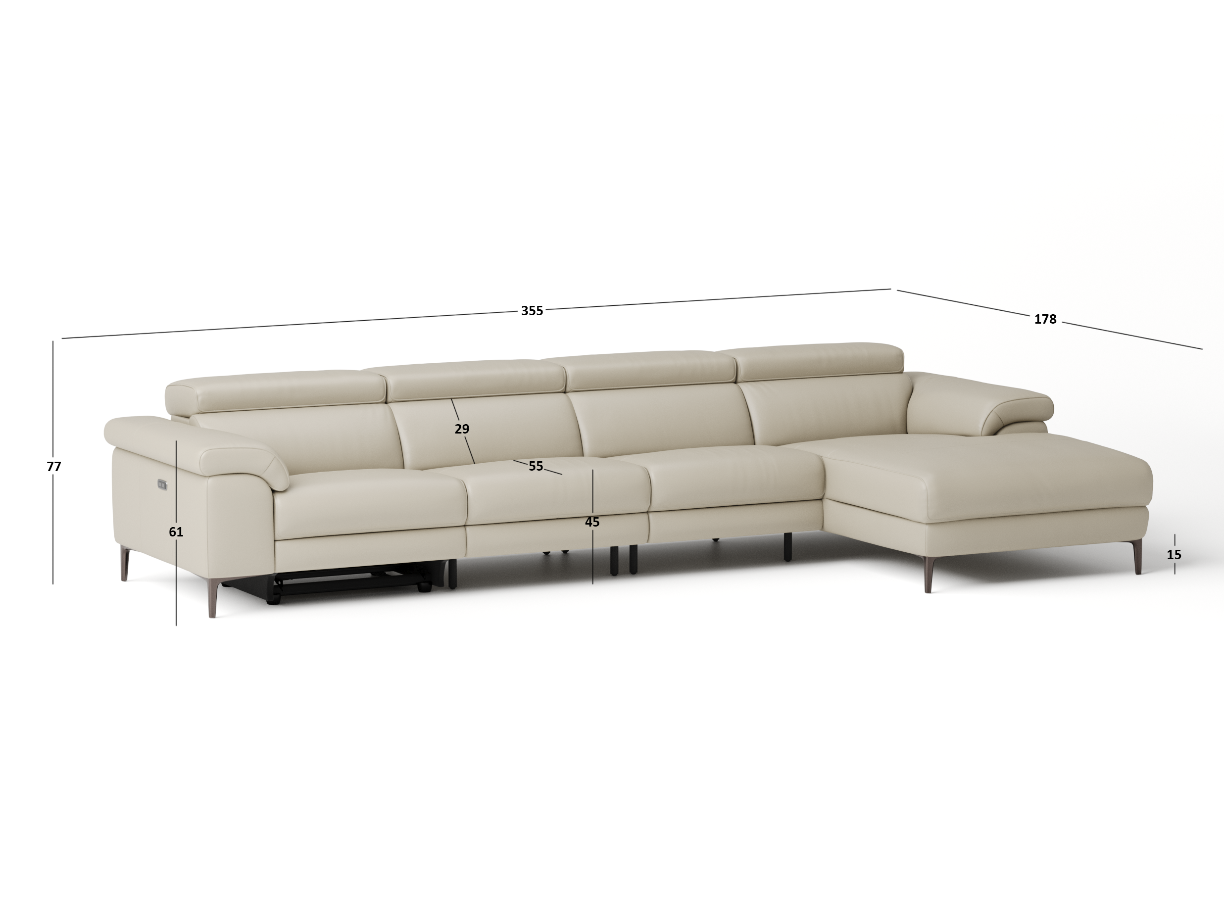 Carlisle Leather Recliner Chaise Lounge Option B 8