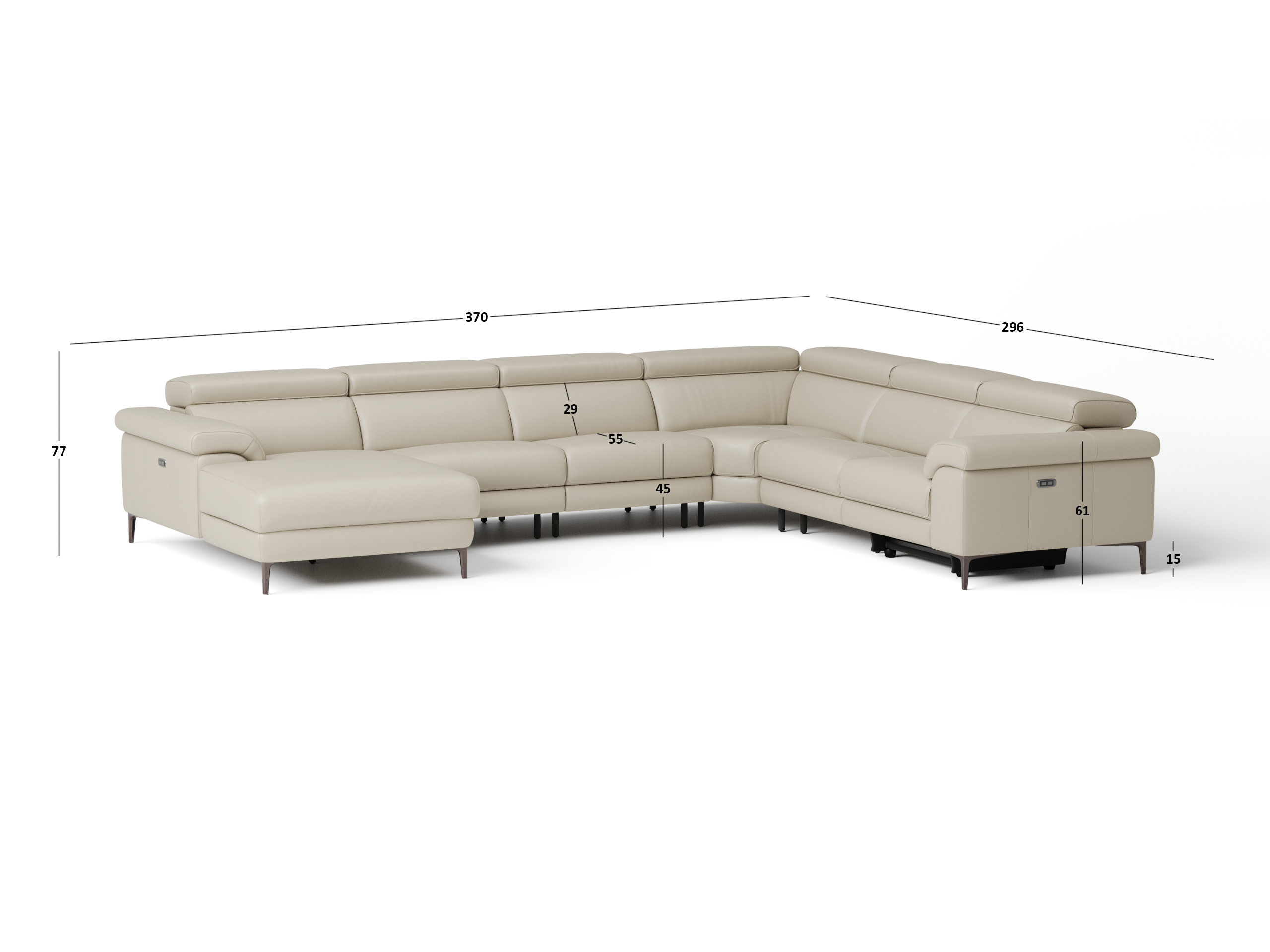 Carlisle Leather Recliner Modular Lounge Option A 5