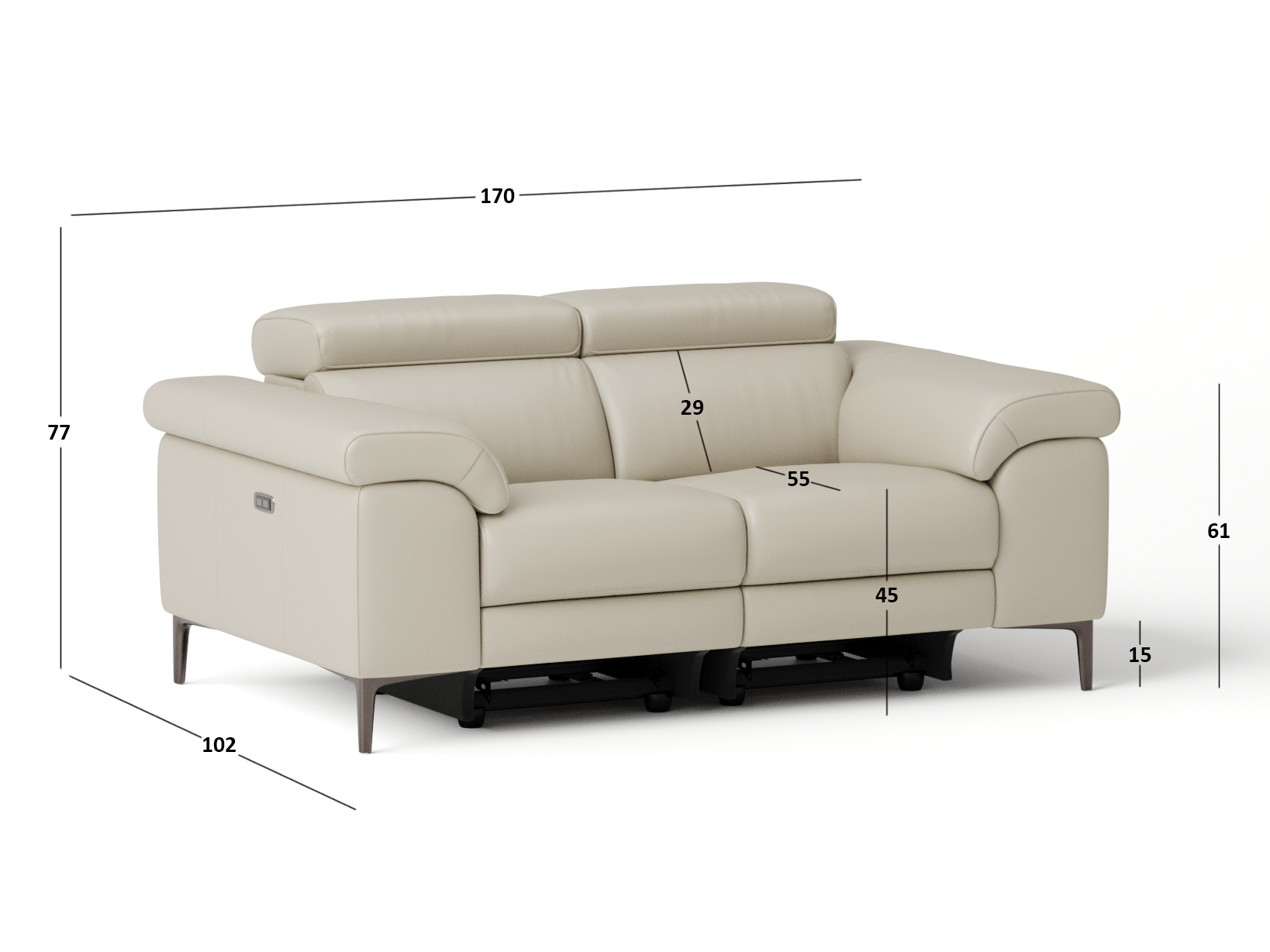 Carlisle Leather Two Seat Sofa Power Recliner 4