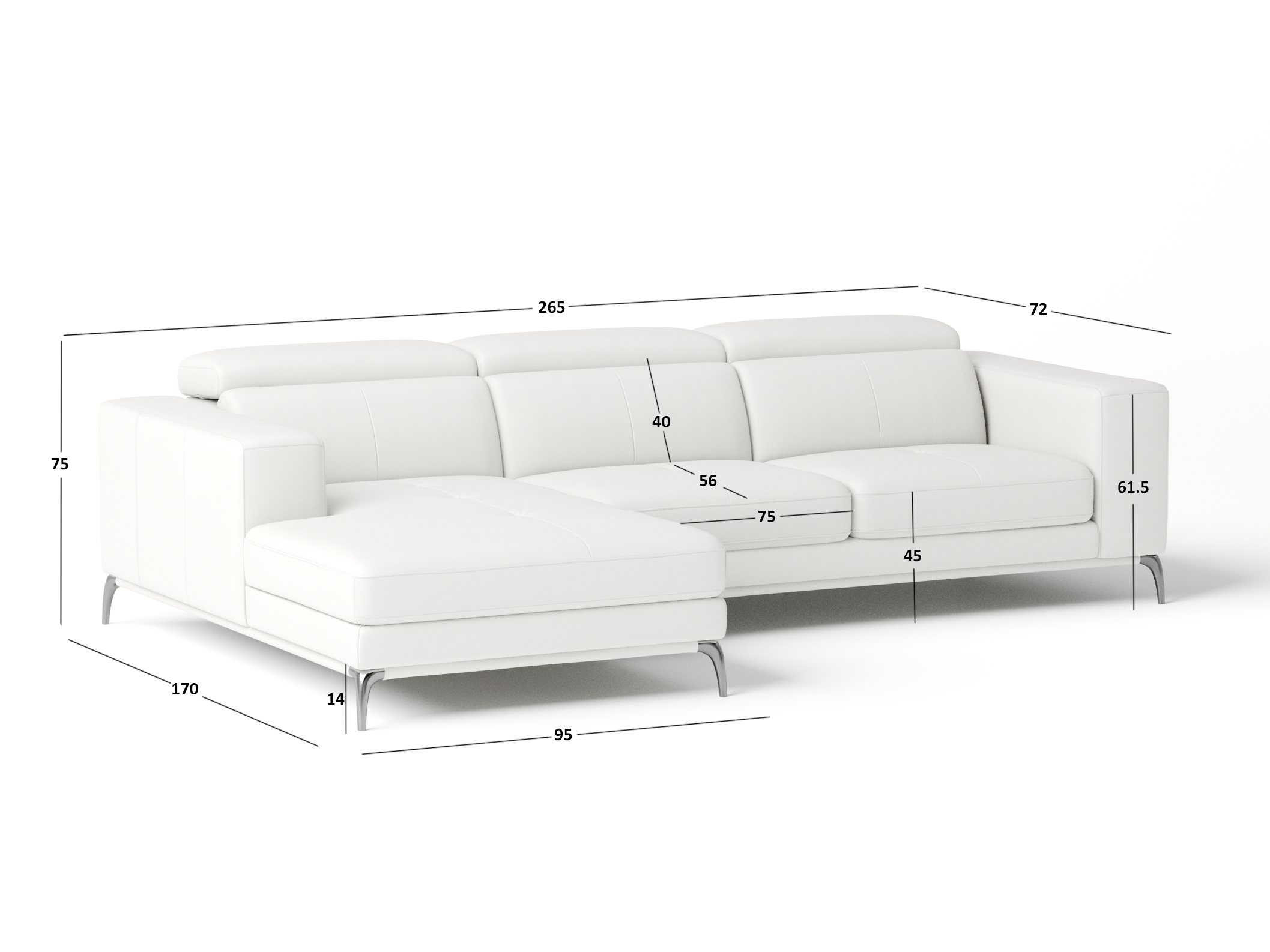 Club Leather Chaise Lounge Option A 7