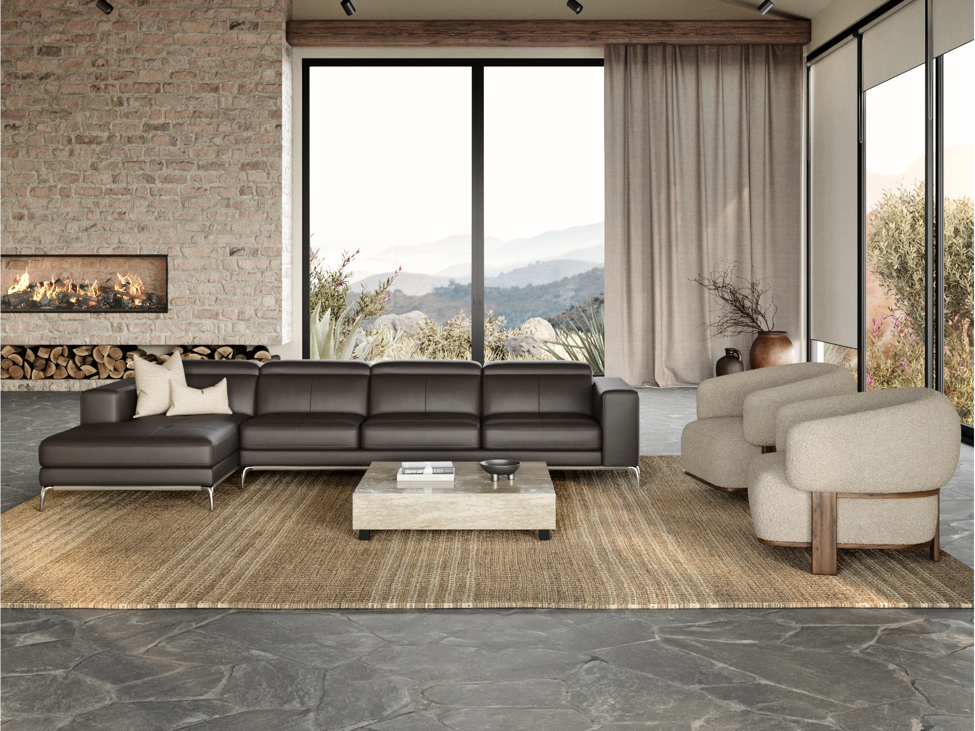 Club Leather Chaise Lounge Option B 7