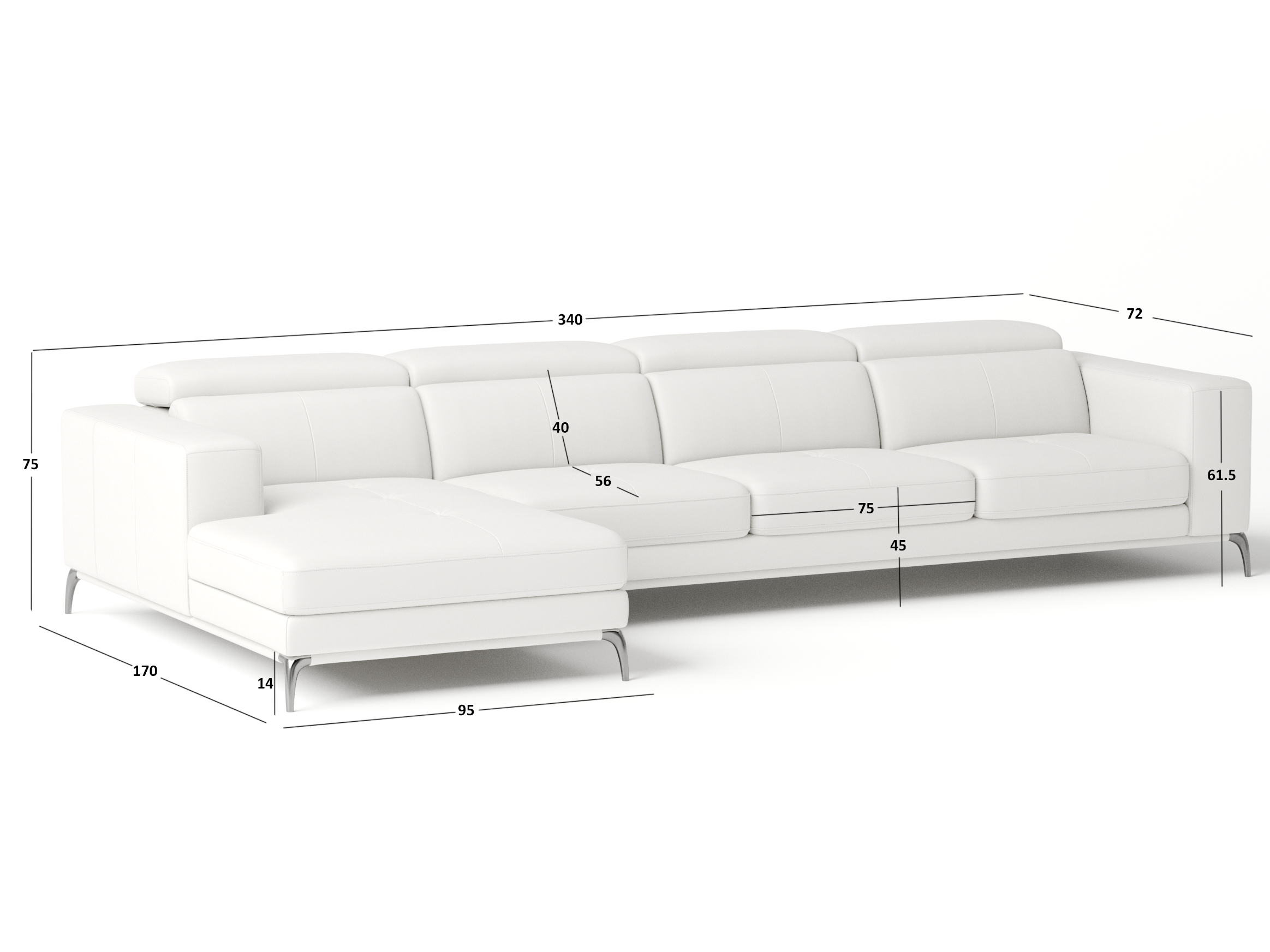 Club Leather Chaise Lounge Option B 5