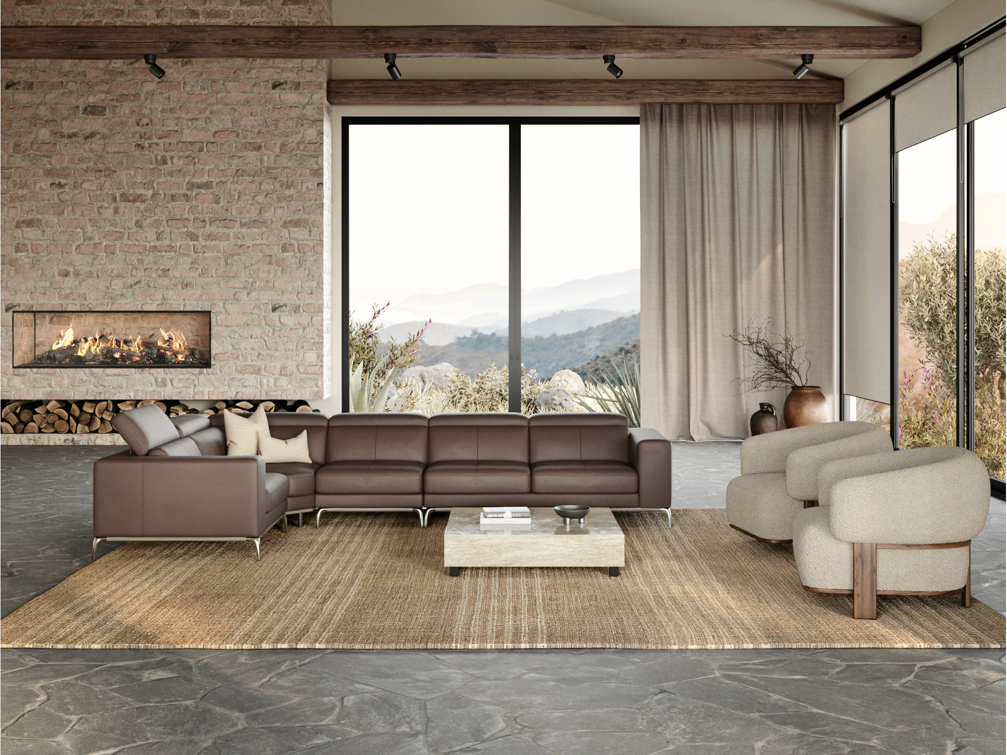 Club Leather Corner Lounge Option F 5