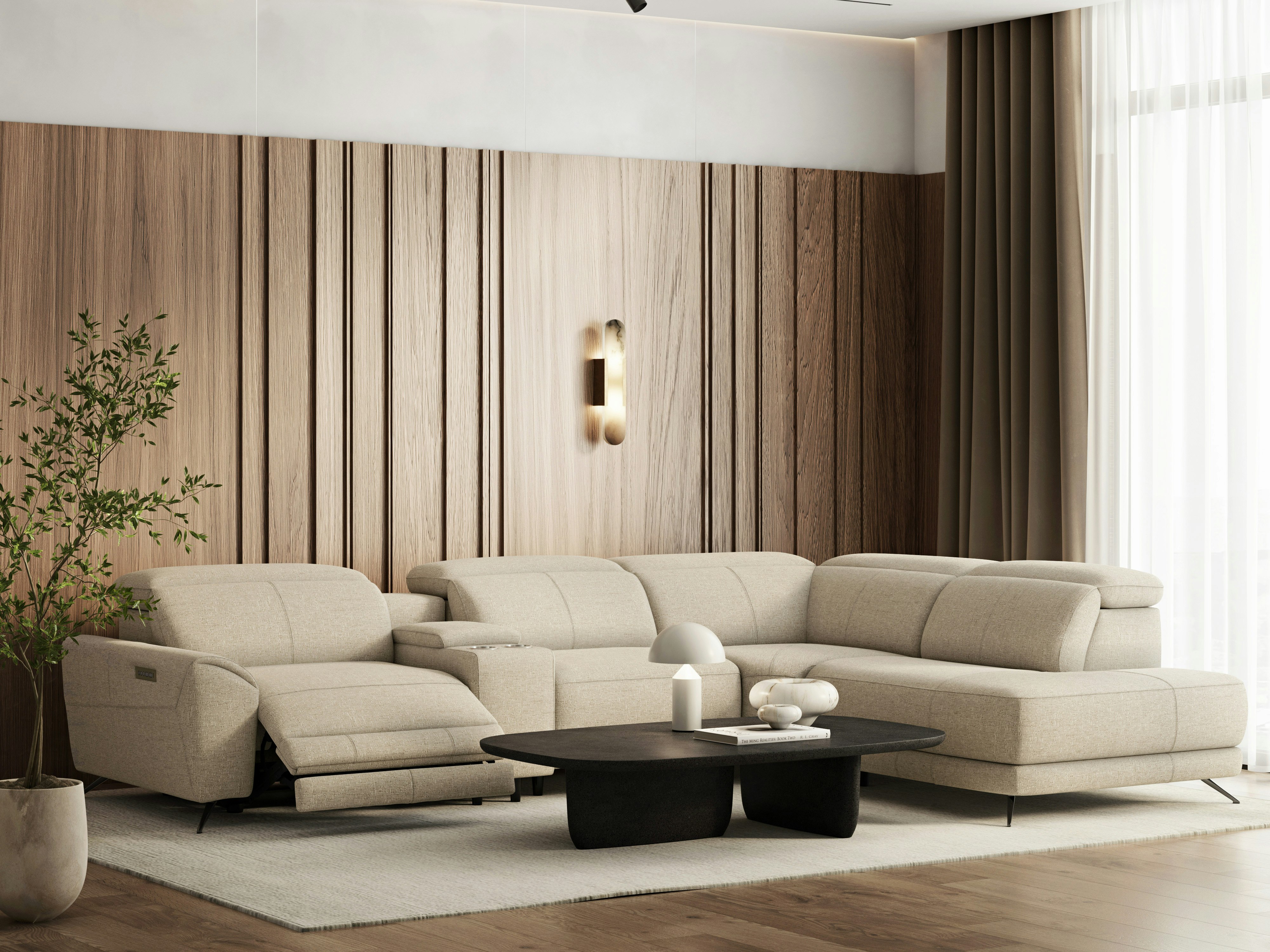 Dover Fabric Corner Lounge With Terminal And Console 1