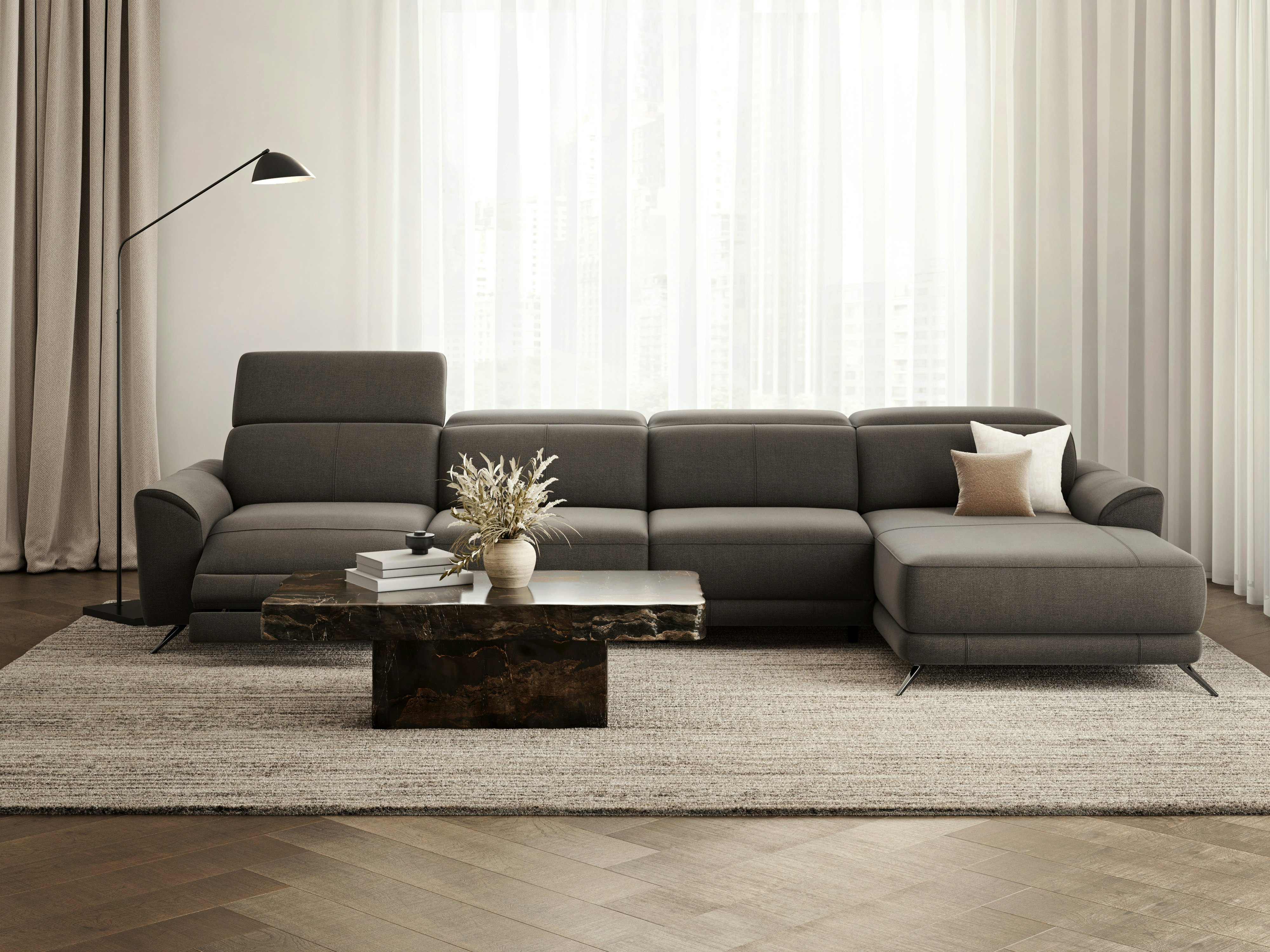 Dover Fabric Recliner Chaise Lounge Option B 2