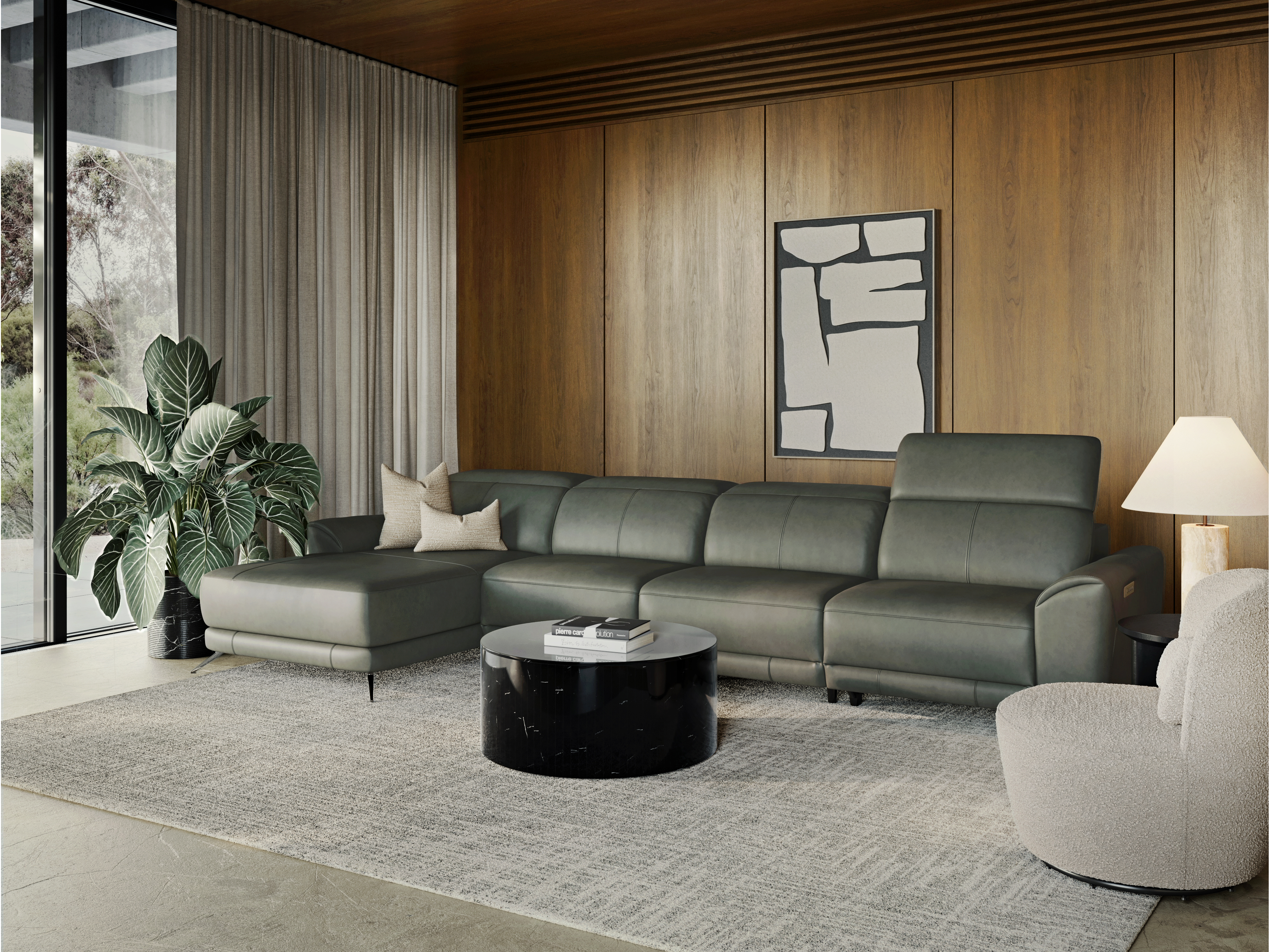 Dover Leather Recliner Chaise Lounge Option B 4
