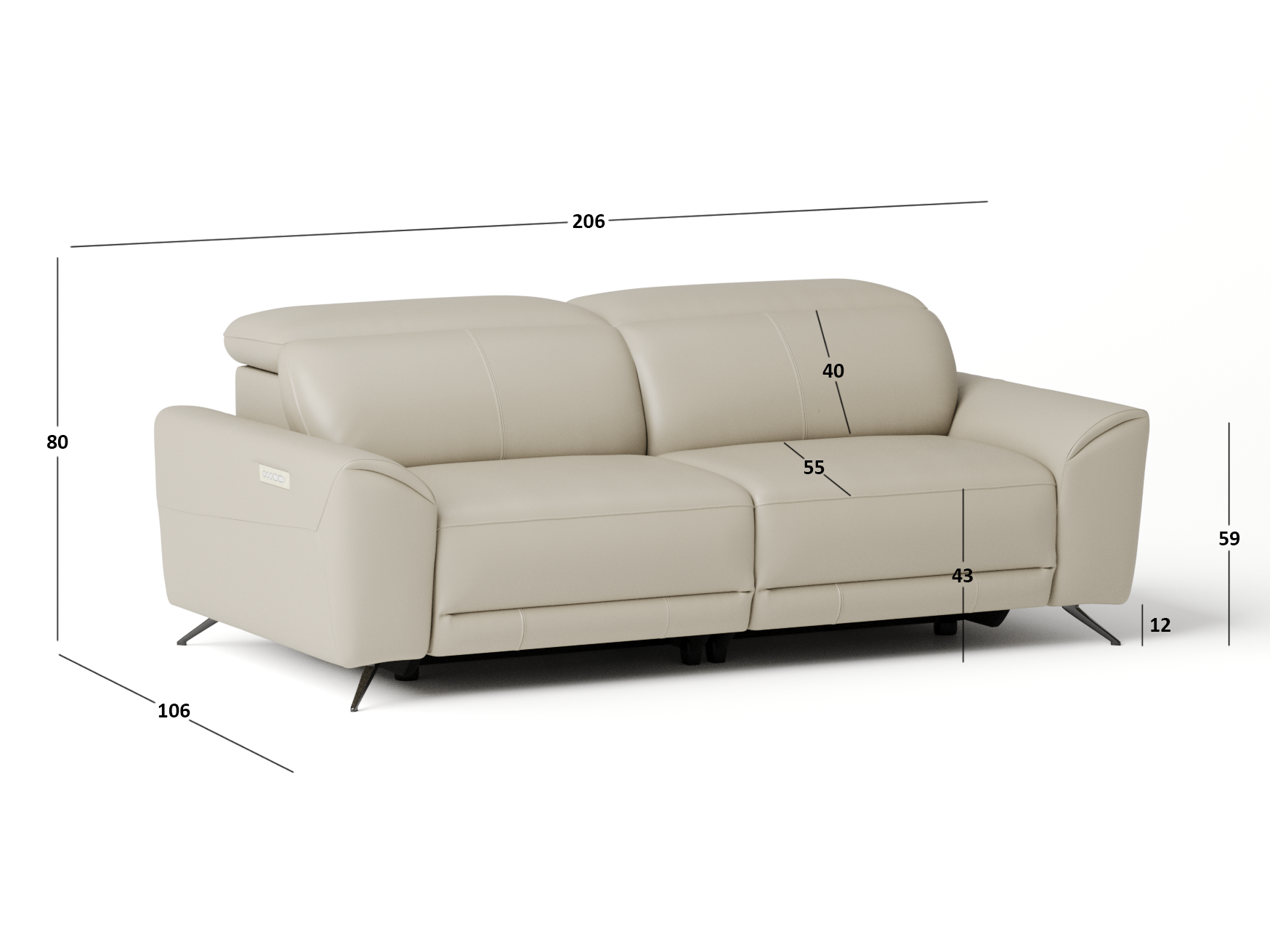 Dover Leather Recliner Two Seat Sofa 2