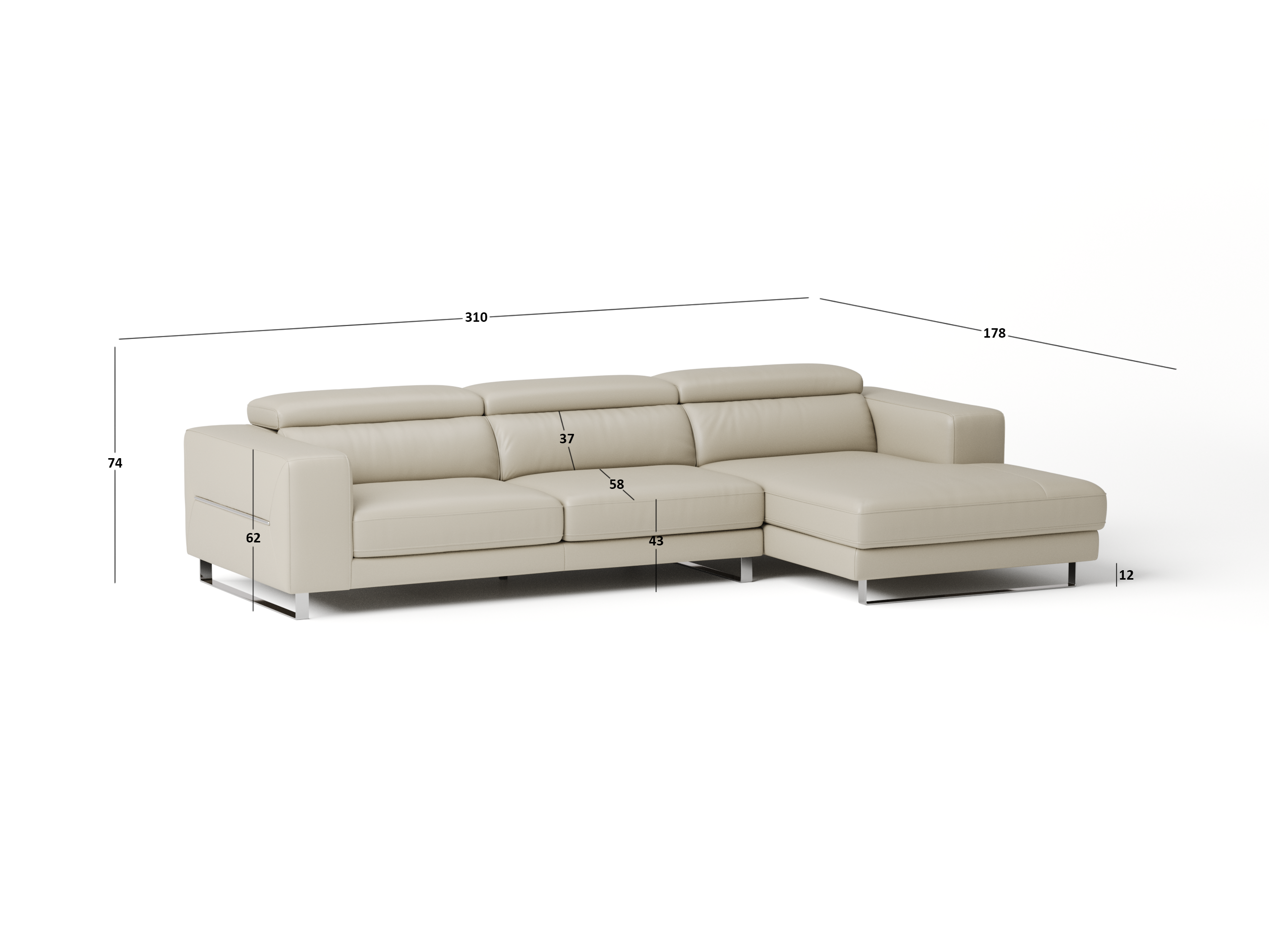 Elixir Leather Sliding Chaise Lounge 4