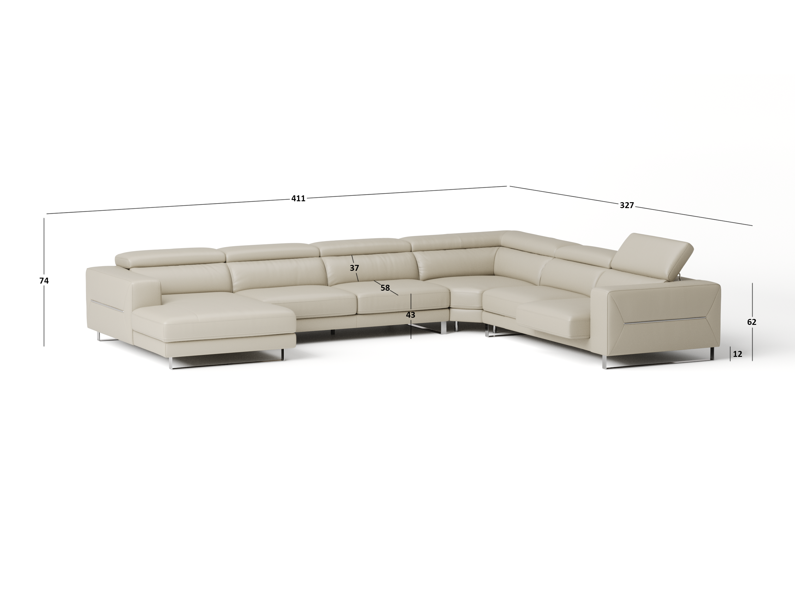 Elixir Leather Sliding Modular Lounge Option A 7
