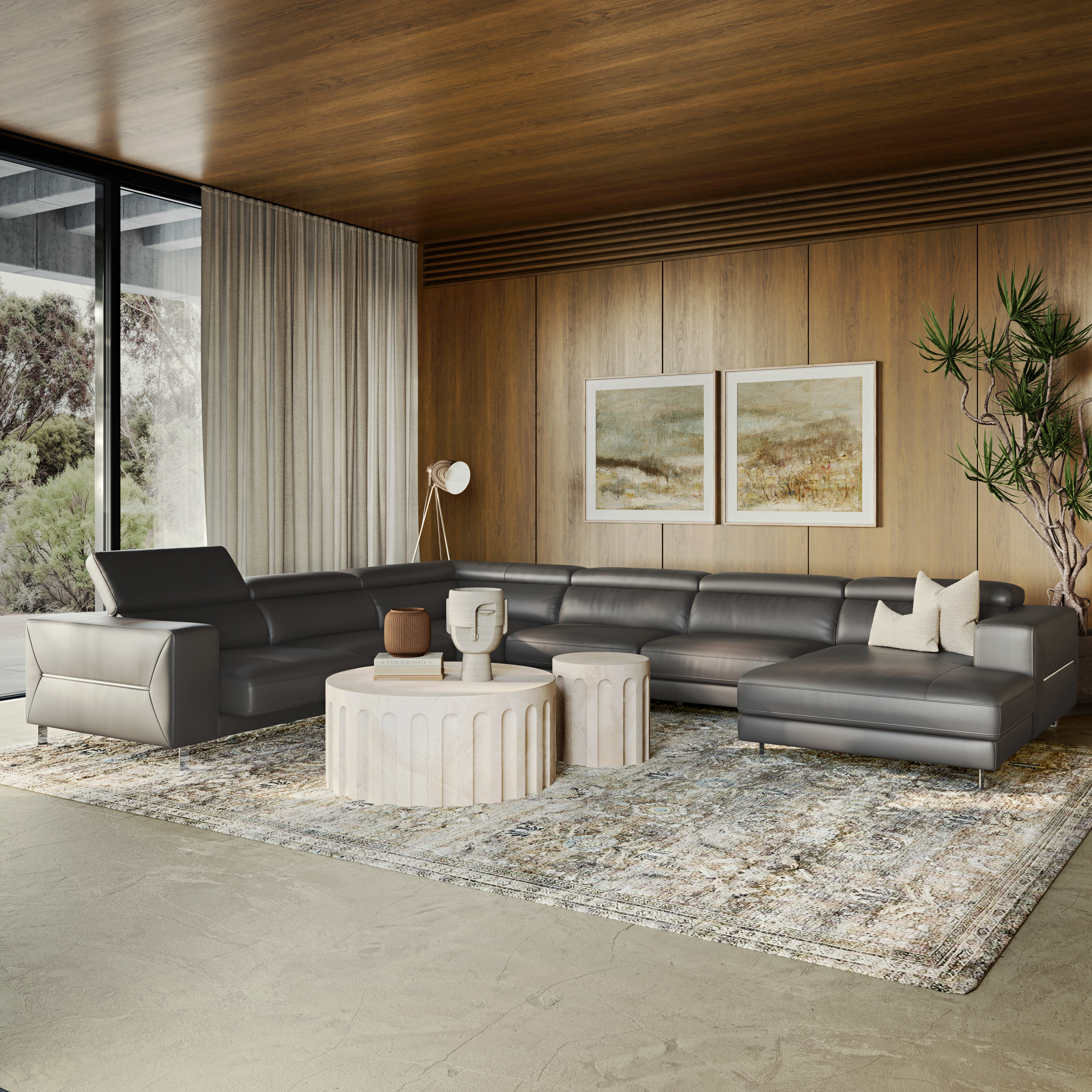 Elixir Leather Sliding Modular Lounge Option A 10